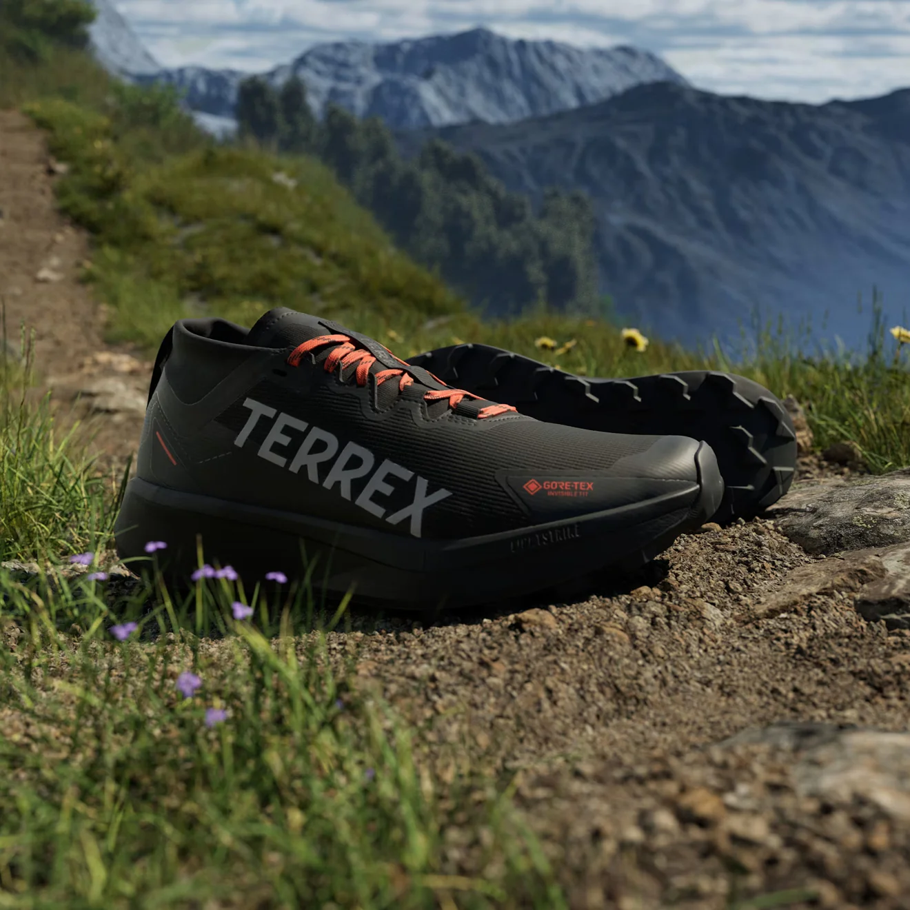 Adidas Terrex Agravic GTX Trail Running Shoe Core Black / Grey / Semi Impact Orange - Image 4