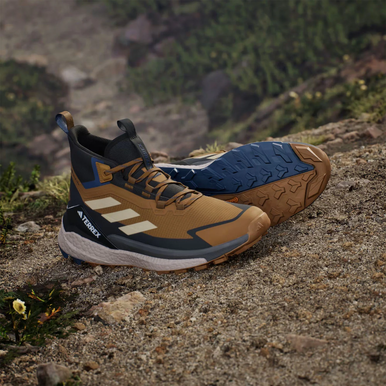Adidas Terrex Free Hiker Shoes 2 Brown / Black / Blue - Image 5