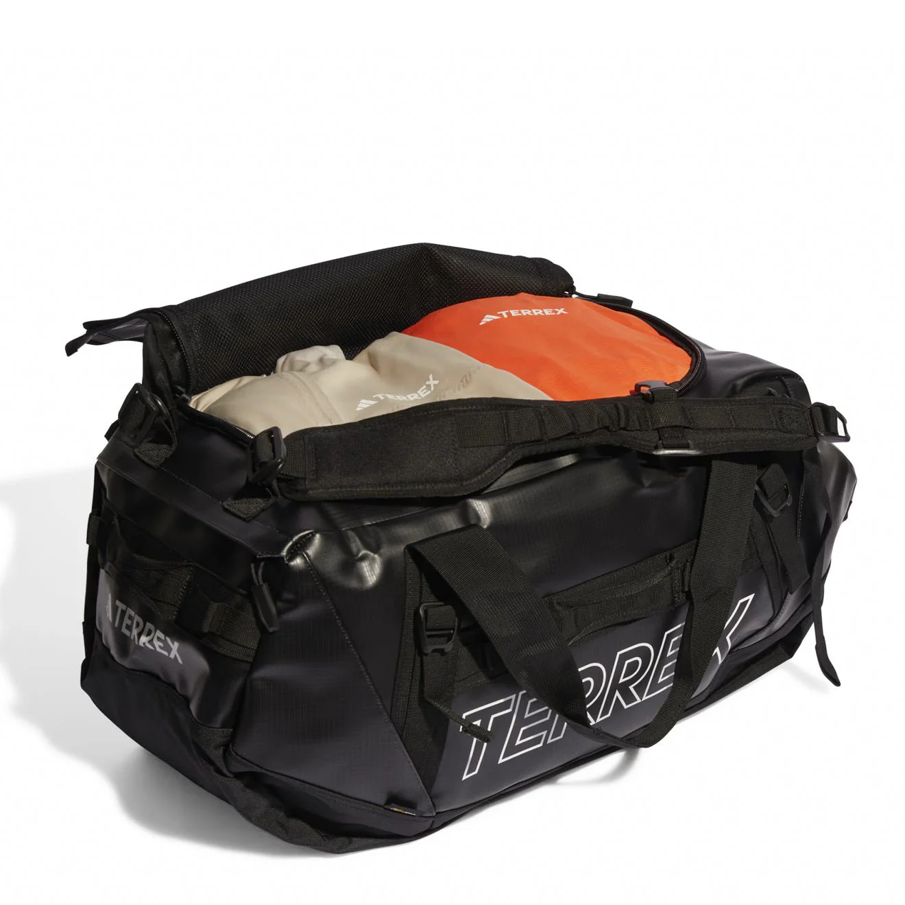 Adidas Terrex RAIN.RDY Expedition Duffel Bag Medium 70L Black / White - Image 3