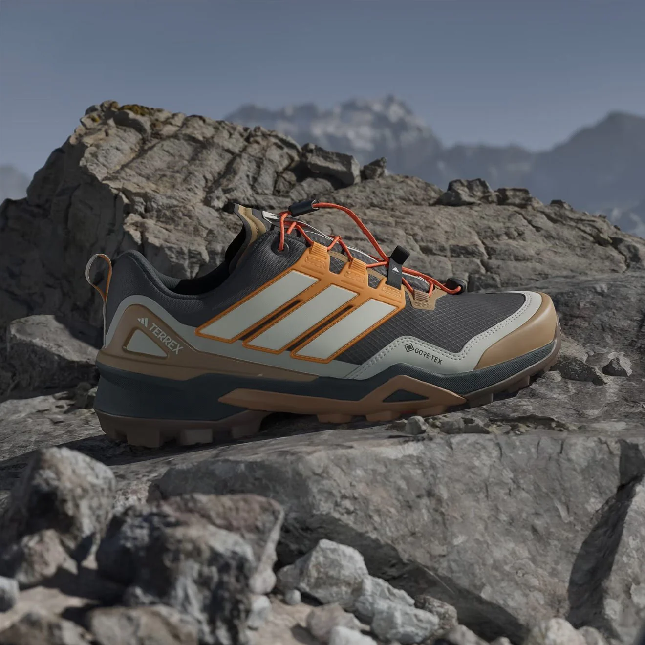 Adidas Terrex Skychaser GoreTeX Hiking Shoe Carbon / Off White / Pure Tangerine - Image 2