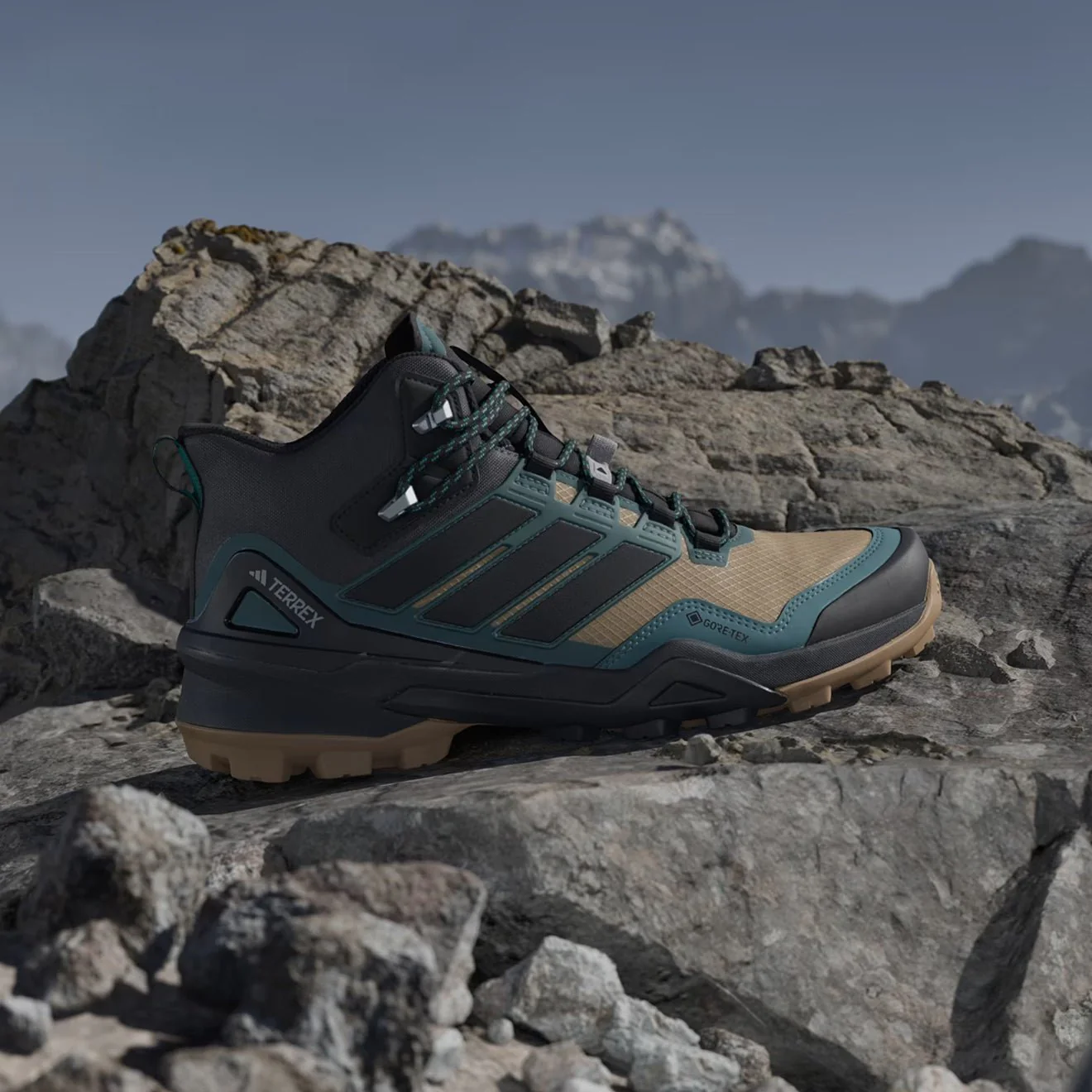 Adidas Terrex Skychaser Mid GORE-TEX Hiking Shoes Cardboard / Core Black / Preloved Teal - Image 2