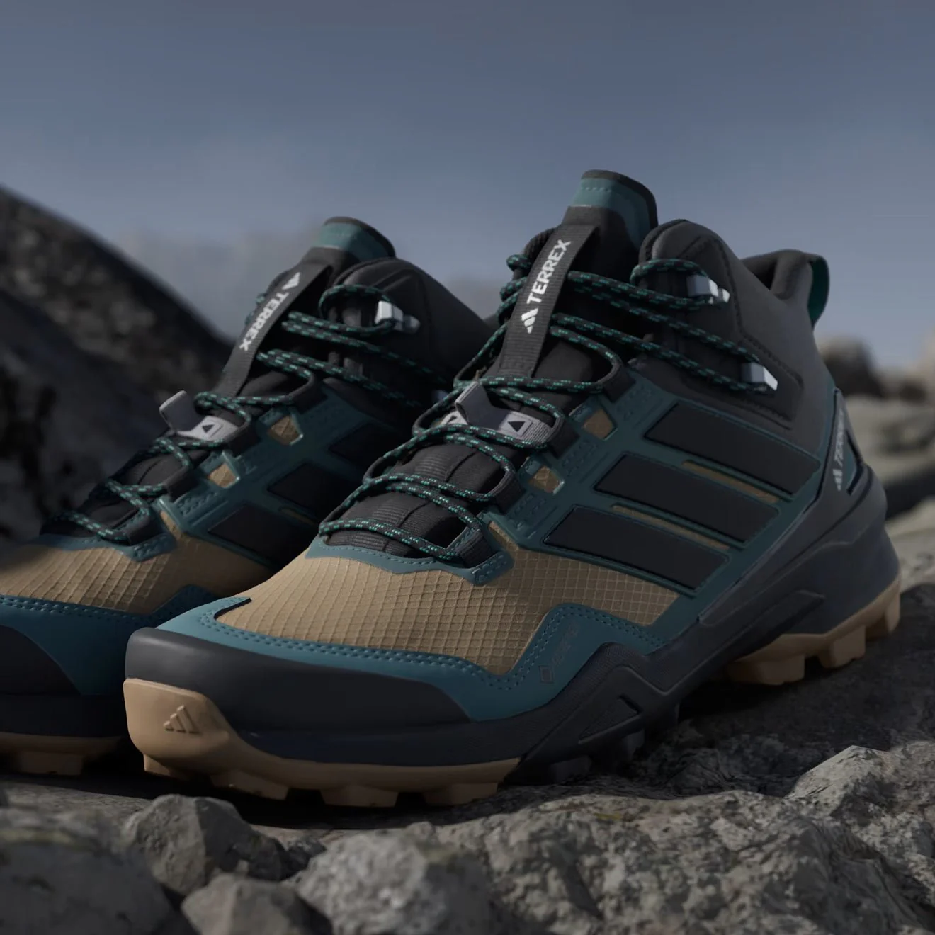 Adidas Terrex Skychaser Mid GORE-TEX Hiking Shoes Cardboard / Core Black / Preloved Teal - Image 4