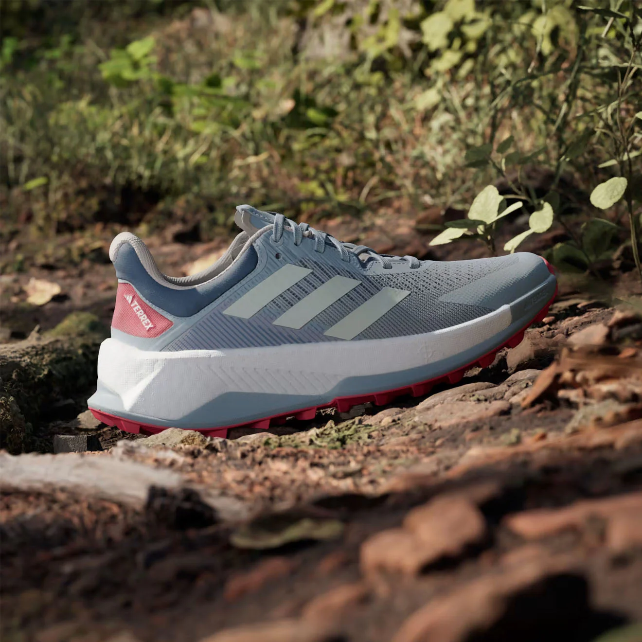 Adidas Terrex Soulstride Ultra Trail Running Shoes Magic Grey / Linen Green / Pure Ruby - Image 2