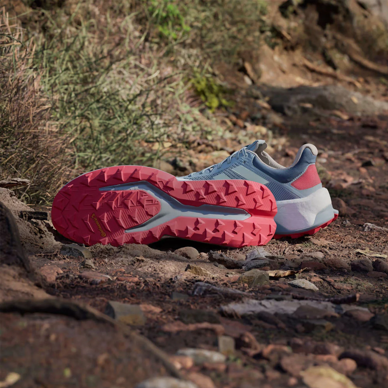Adidas Terrex Soulstride Ultra Trail Running Shoes Magic Grey / Linen Green / Pure Ruby - Image 3