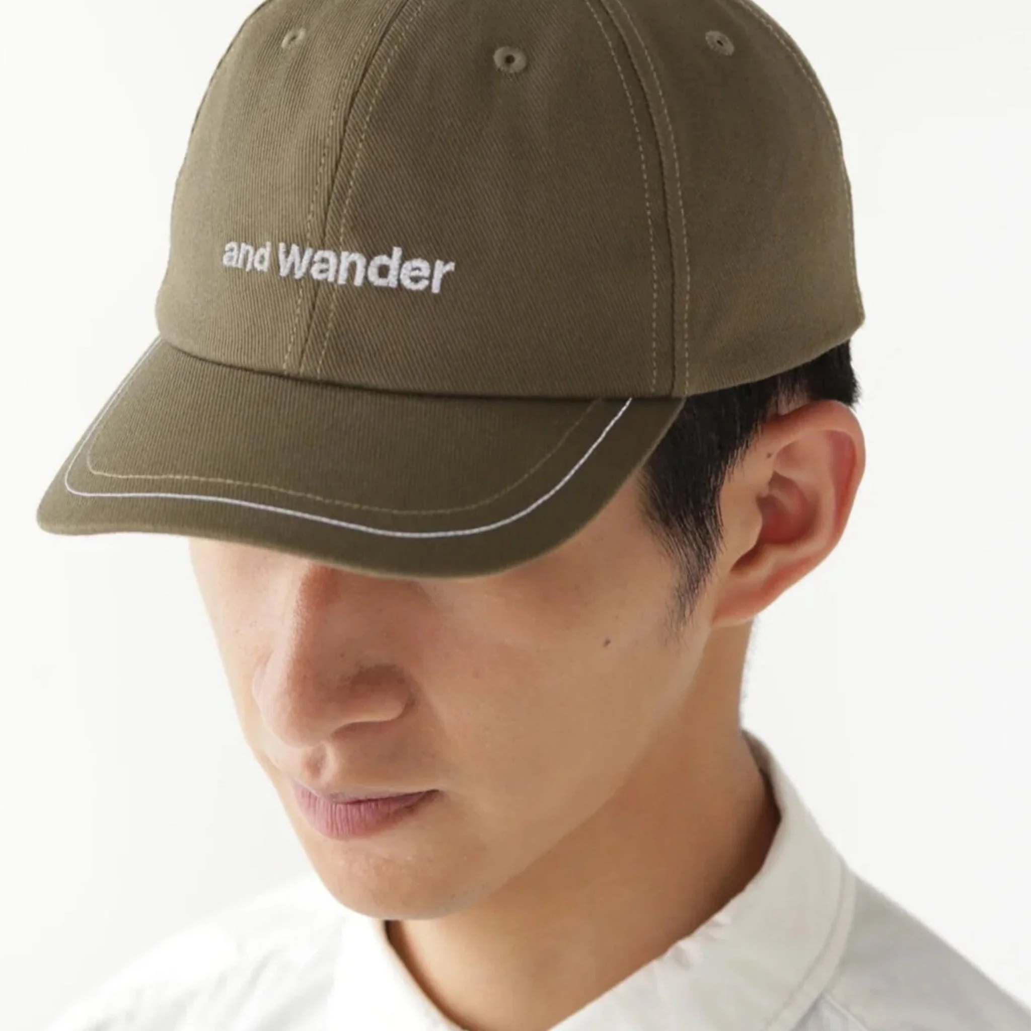 And Wander Cotton Twill Cap Khaki - Image 8