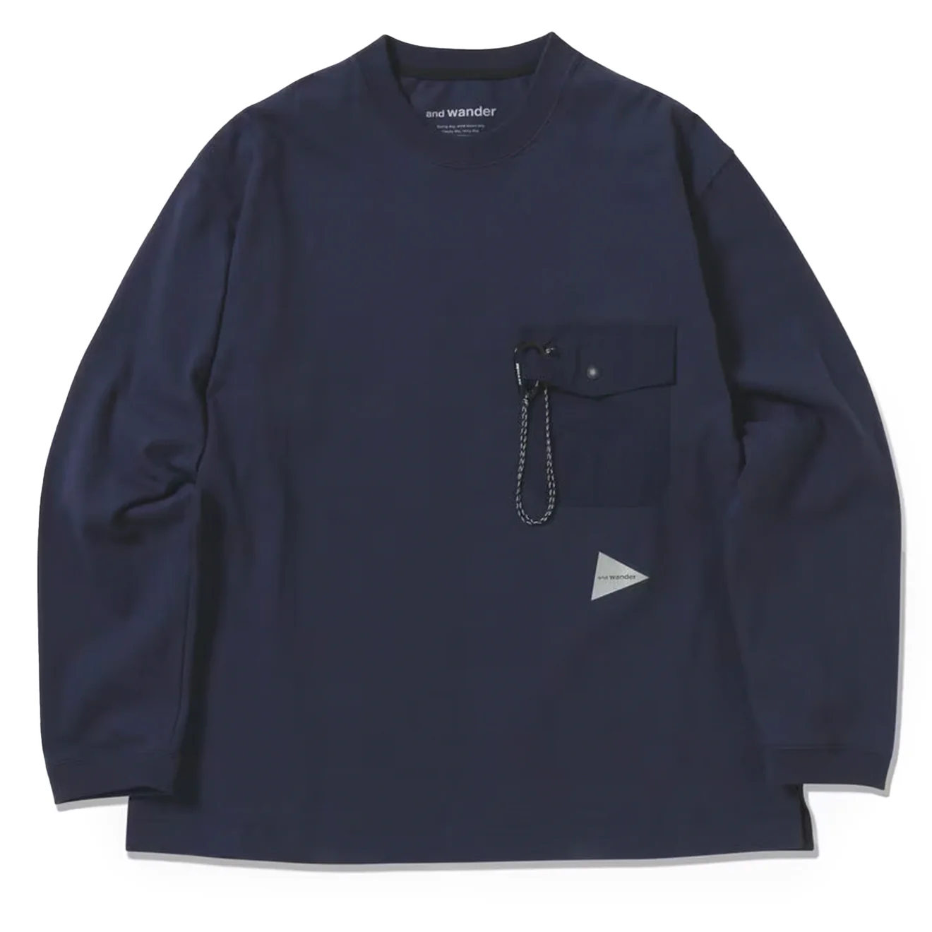 And Wander Heavy Cotton Pocket L/S Tee Navy