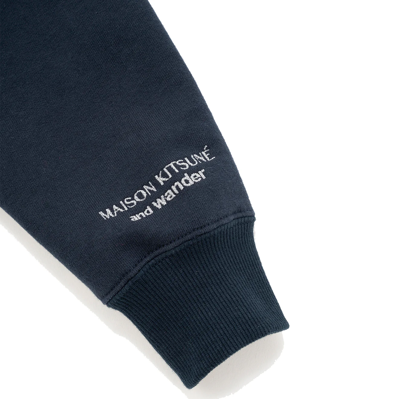 And Wander x Maison Kitsune Cotton Sweatshirt Navy - Image 7