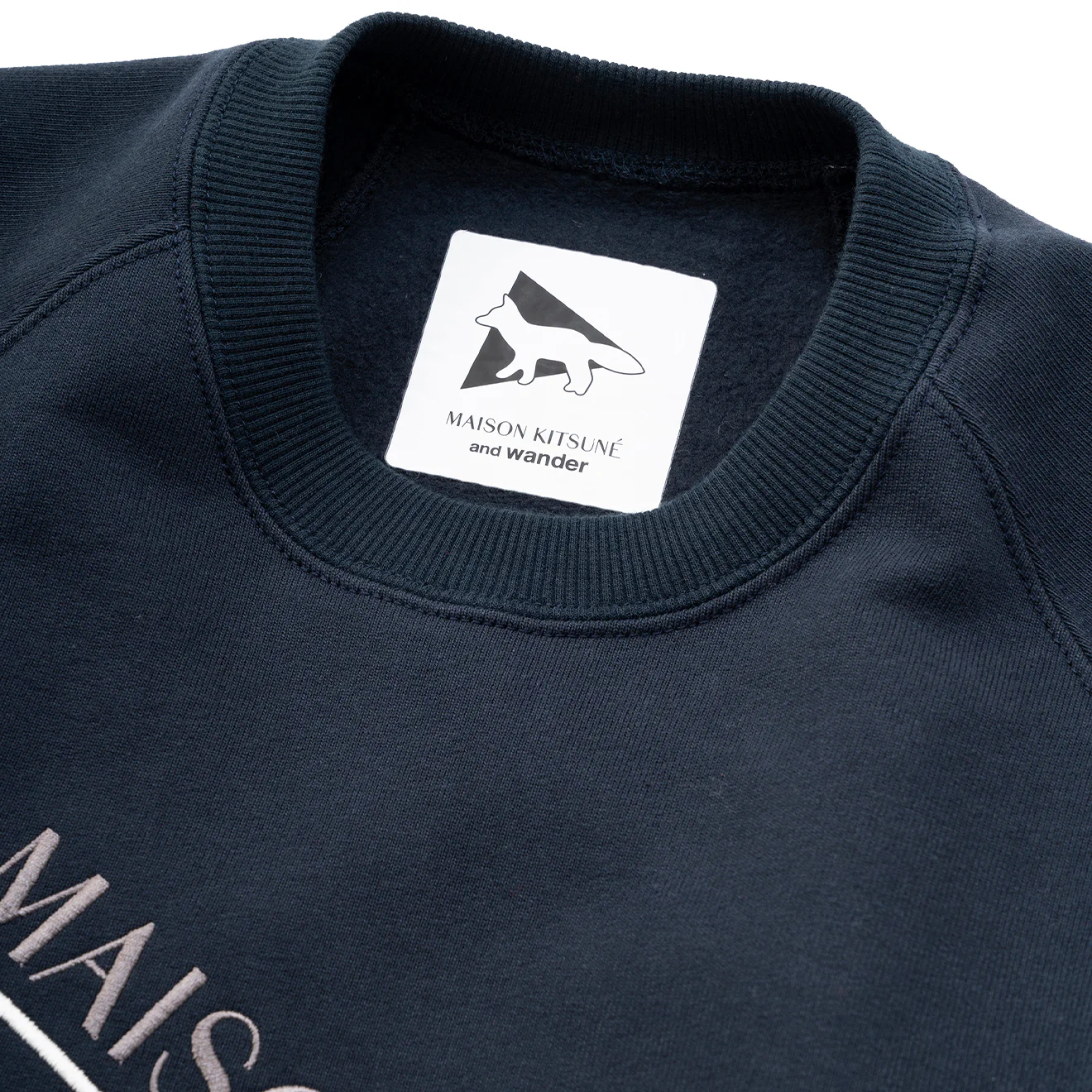 And Wander x Maison Kitsune Cotton Sweatshirt Navy - Image 8
