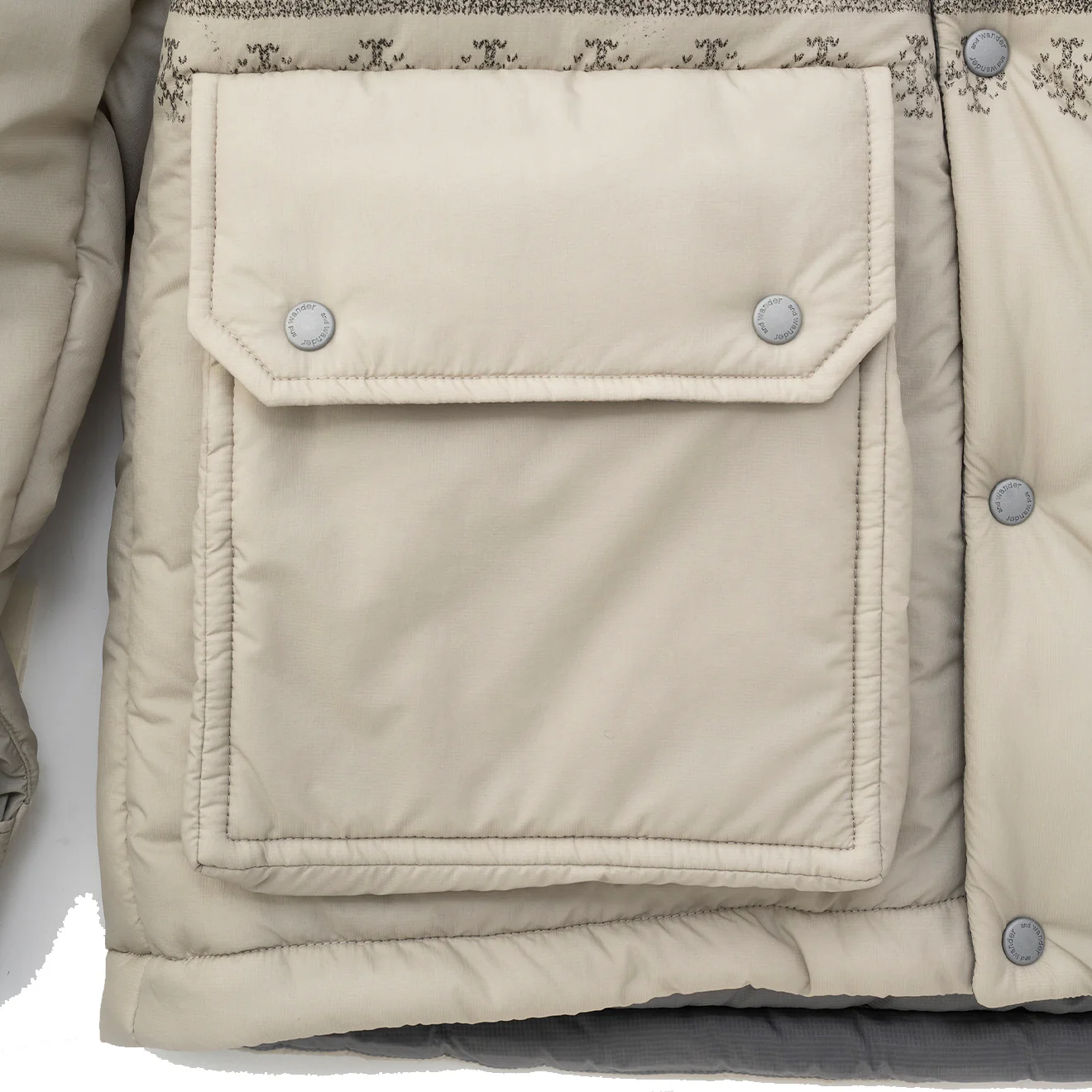 And Wander x Maison Kitsune Nordic Border Insulation Jacket Beige - Image 15