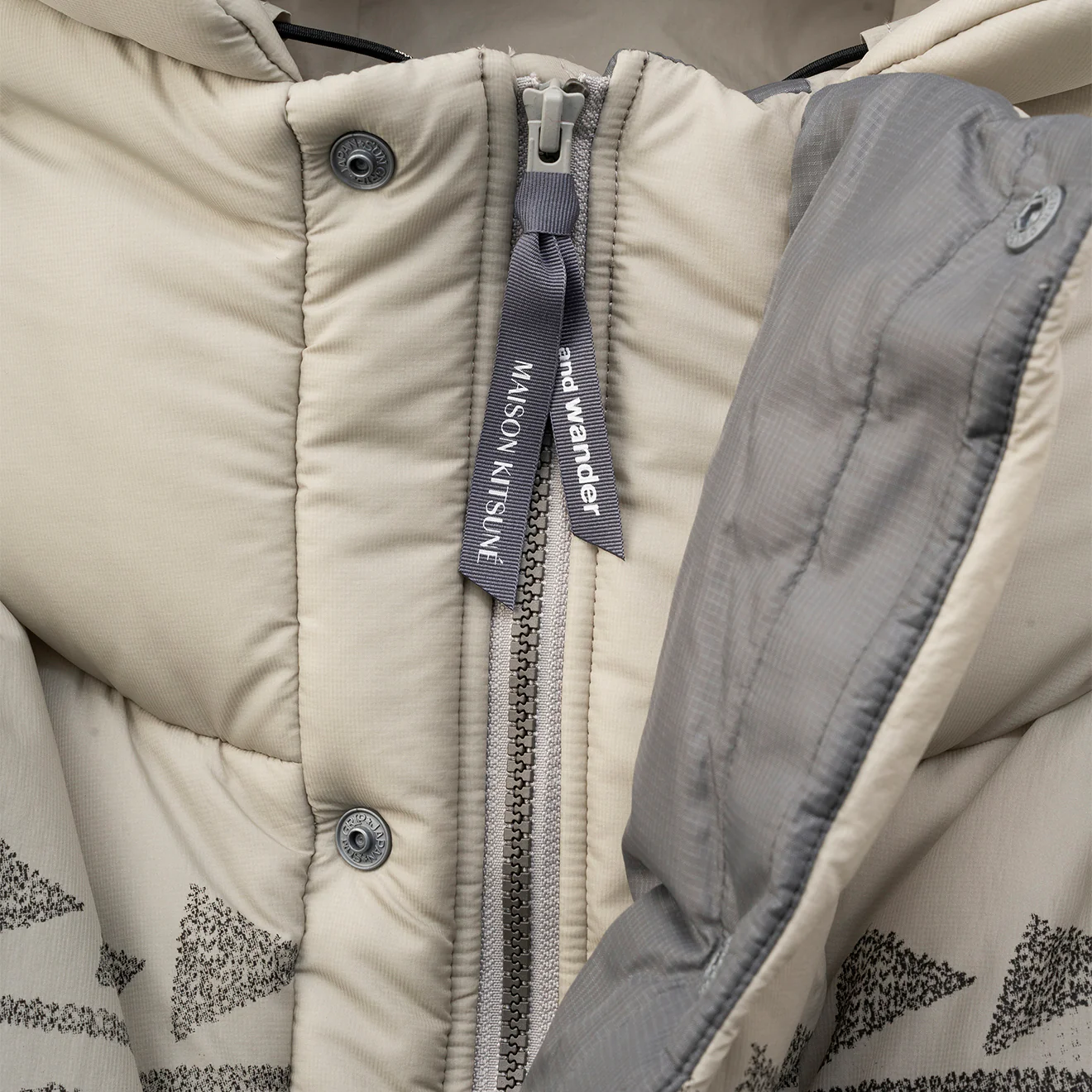 And Wander x Maison Kitsune Nordic Border Insulation Jacket Beige - Image 17