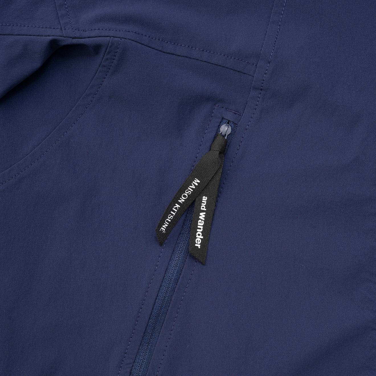 And Wander x Maison Kitsune Trak Hoodie Navy - Image 10