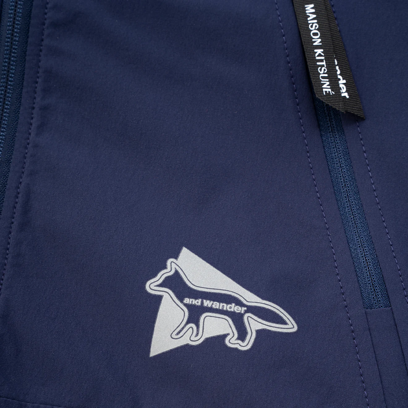 And Wander x Maison Kitsune Trak Hoodie Navy - Image 11