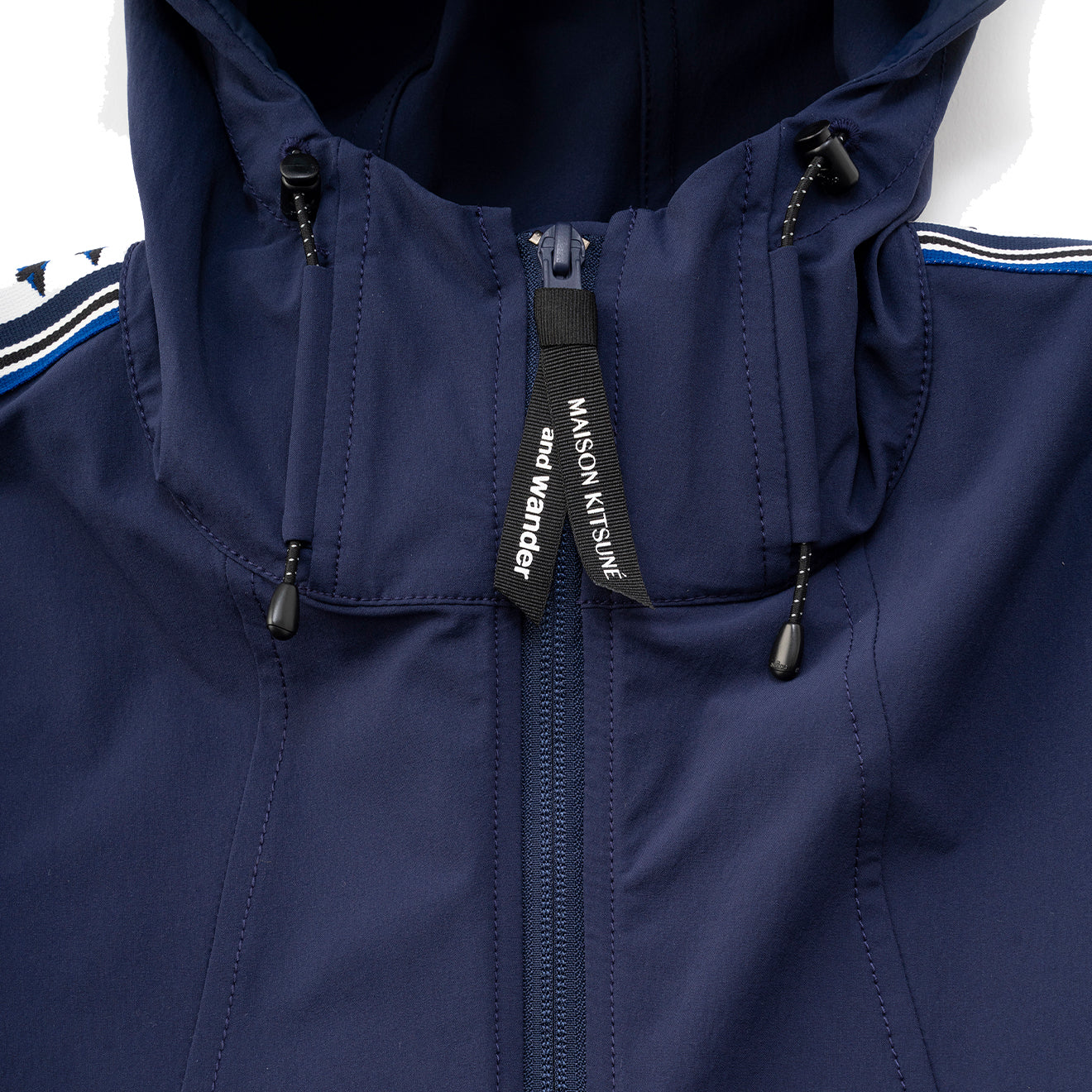 And Wander x Maison Kitsune Trak Hoodie Navy - Image 13