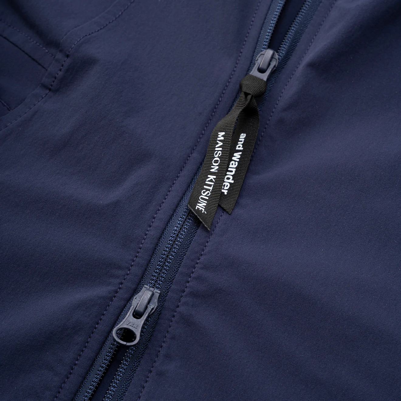 And Wander x Maison Kitsune Trak Hoodie Navy - Image 8