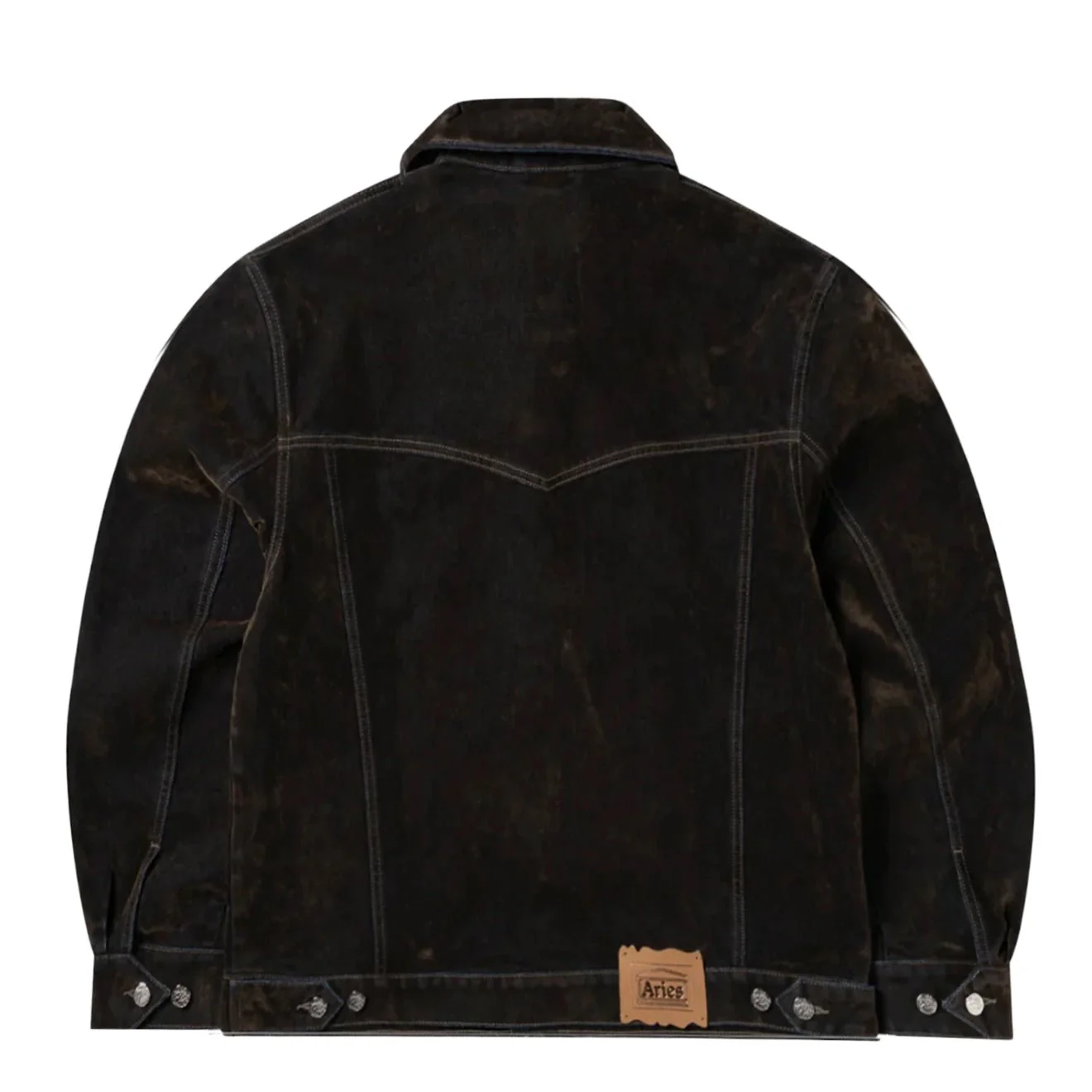 Aries Worn Flock Denim Car Coat Green - Image 2