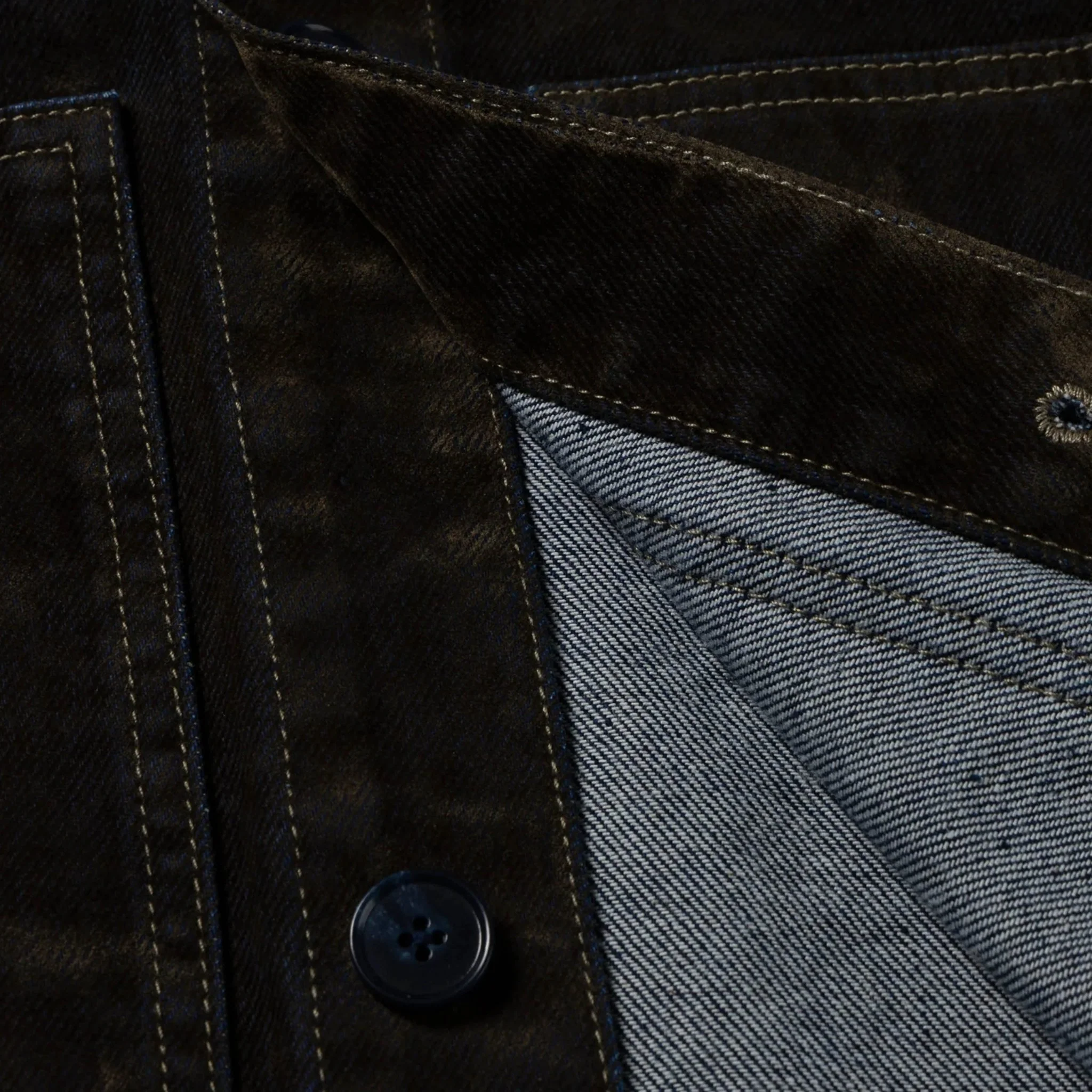 Aries Worn Flock Denim Car Coat Green - Image 4