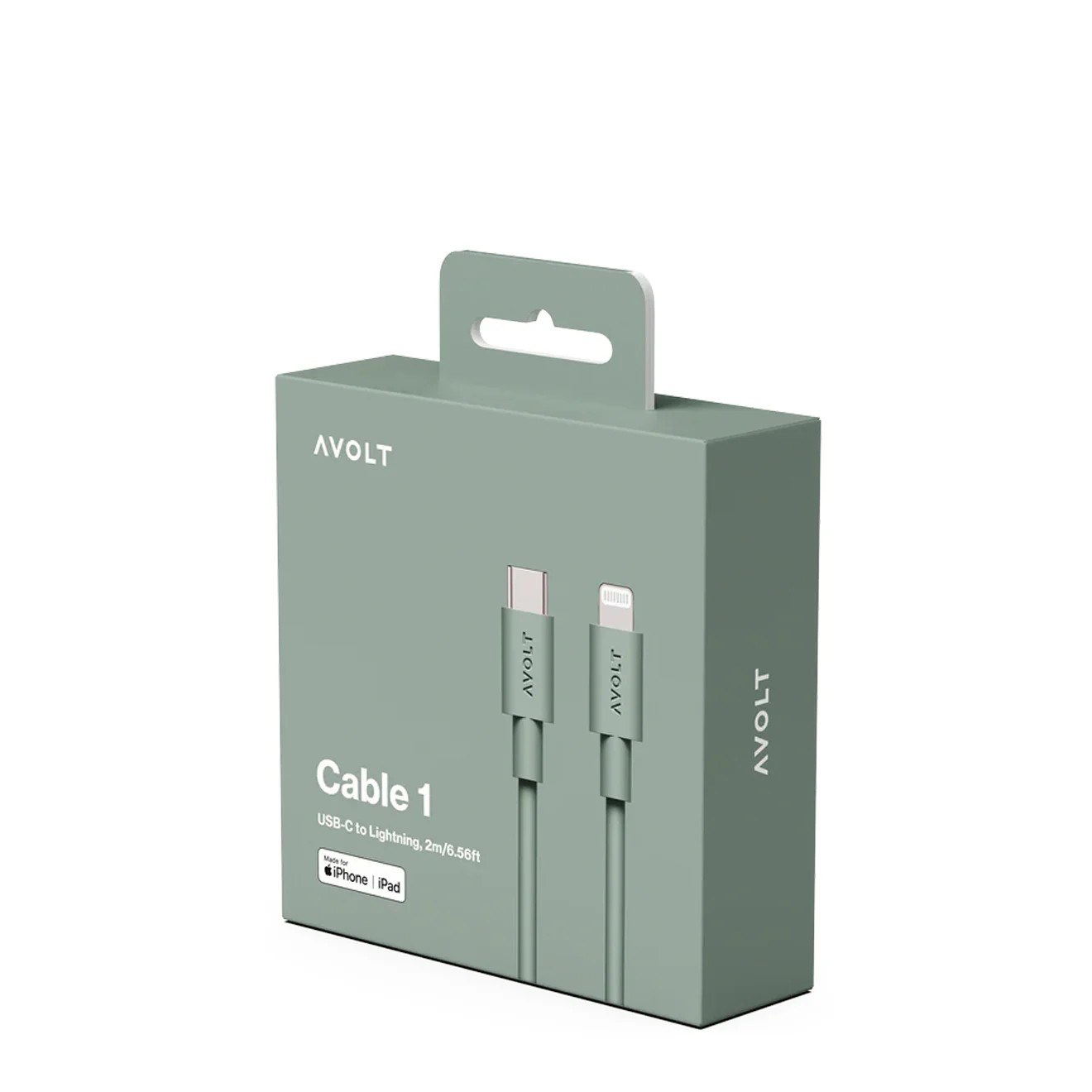 Avolt Cable 1 USB-C to Lightning 2m Oak Green - Image 3