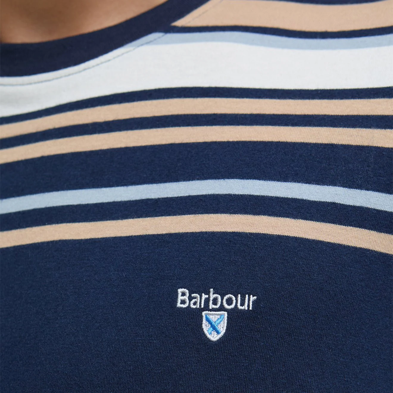 Barbour Aickmen Tailored Striped T-Shirt Navy - Image 4