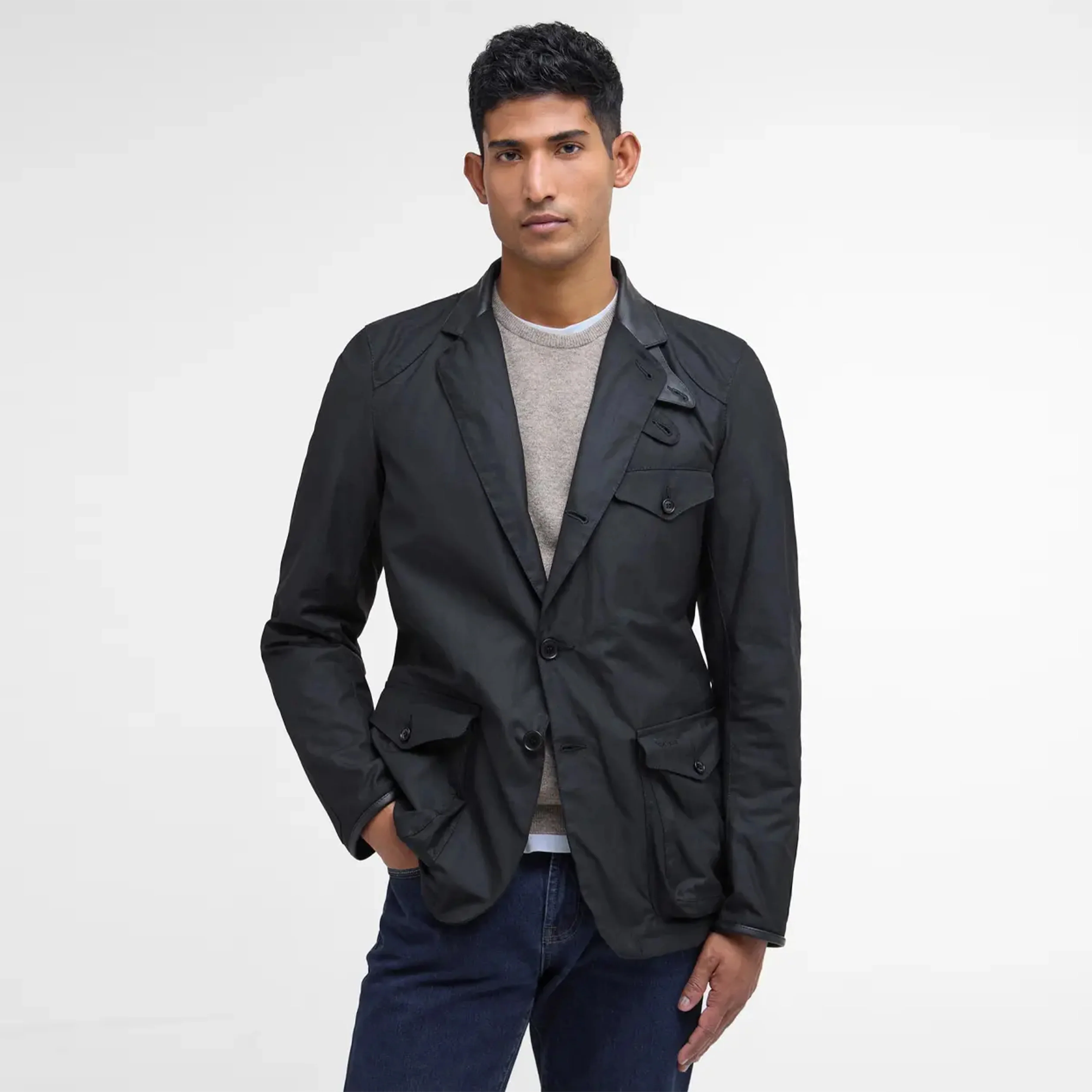 Barbour Beacon Sports Wax Jacket Black - Image 3