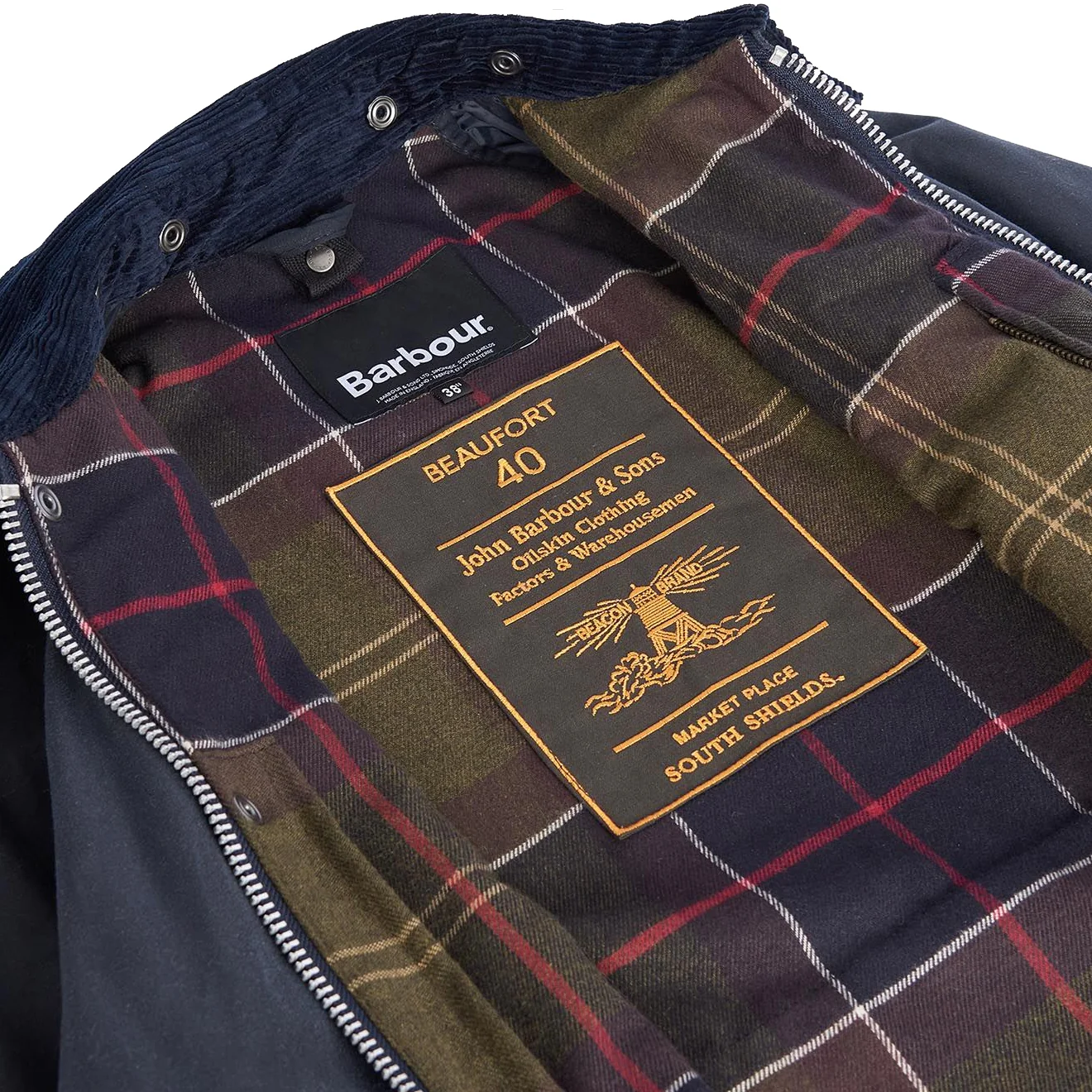 Barbour Beaufort 40 Wax Jacket Navy - Image 2