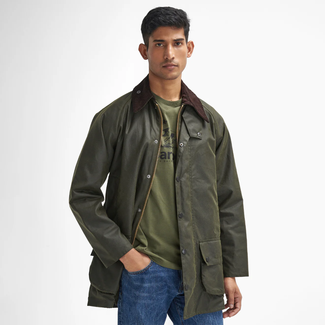 Barbour Beaufort Wax Jacket Archive Olive - Image 2