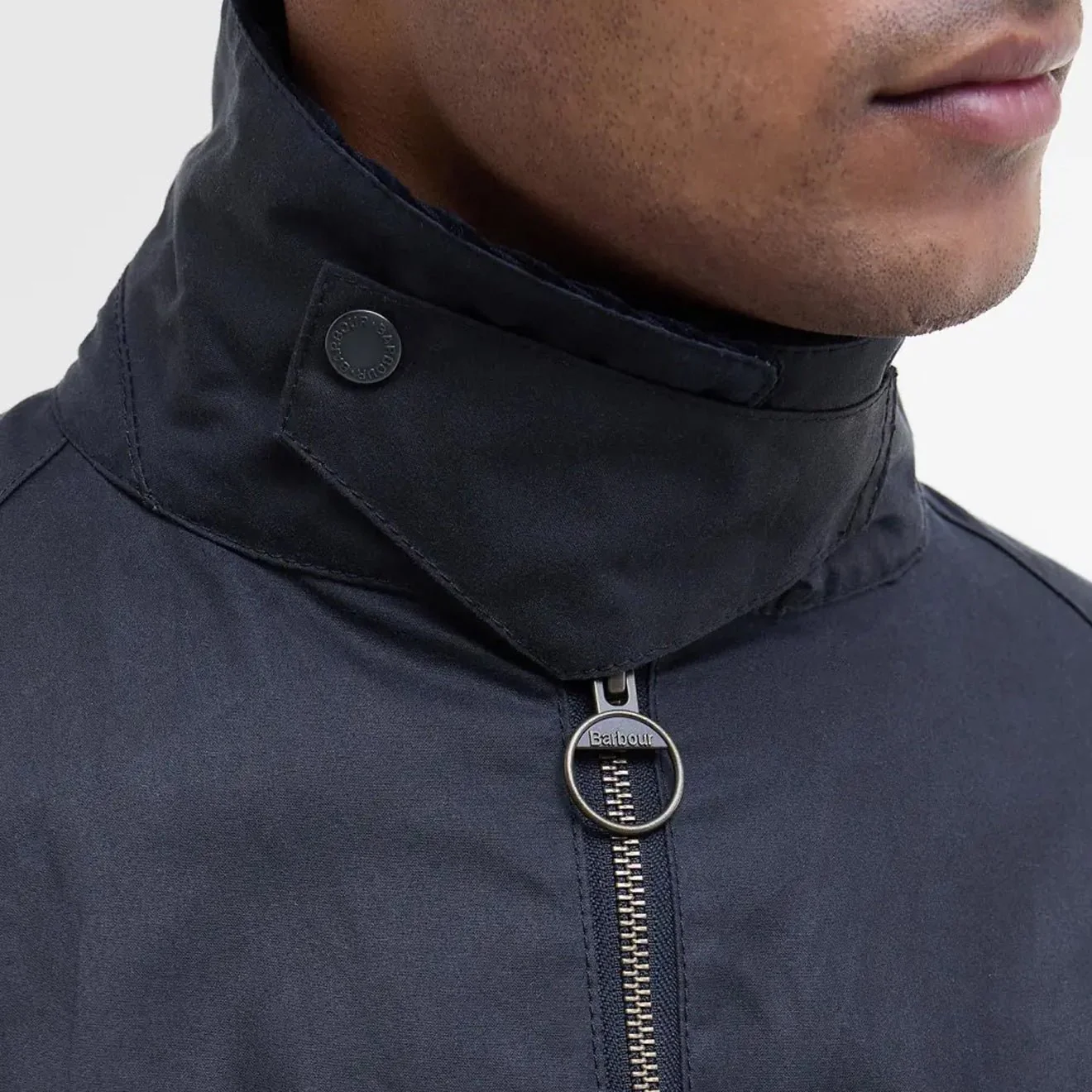 Barbour Bedale Short Waxed Jacket Navy - Image 4