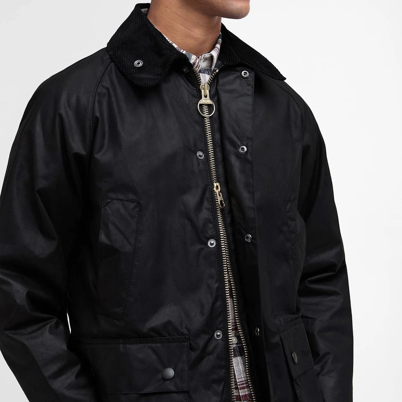 Barbour Bedale Wax Jacket Black - Image 4