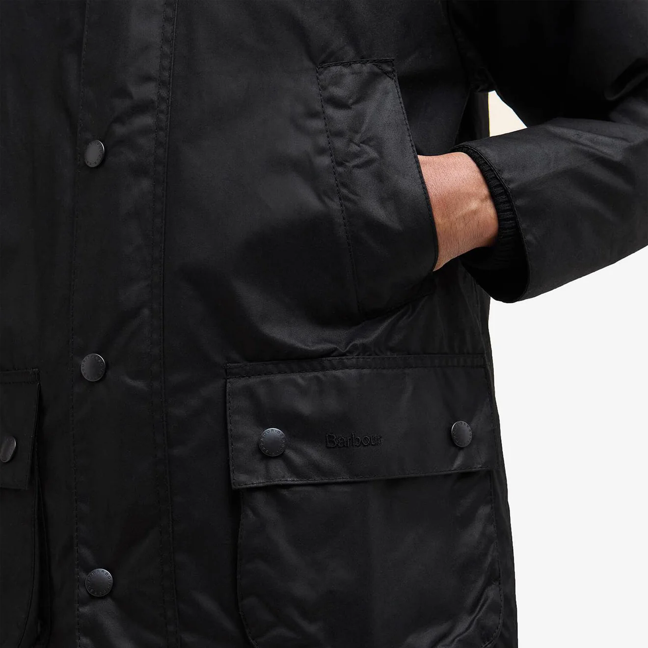 Barbour Bedale Wax Jacket Black - Image 6