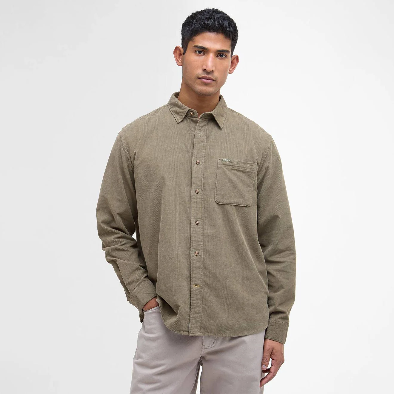 Barbour Bramside Relaxed Cord Shirt Olive - Image 2