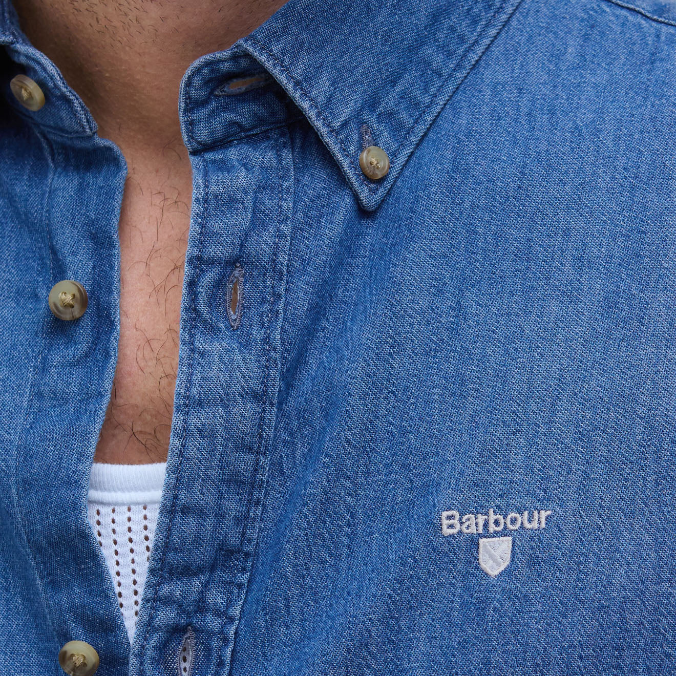 Barbour Chambray Crest Tailored Fit Shirt Chambray - Image 4