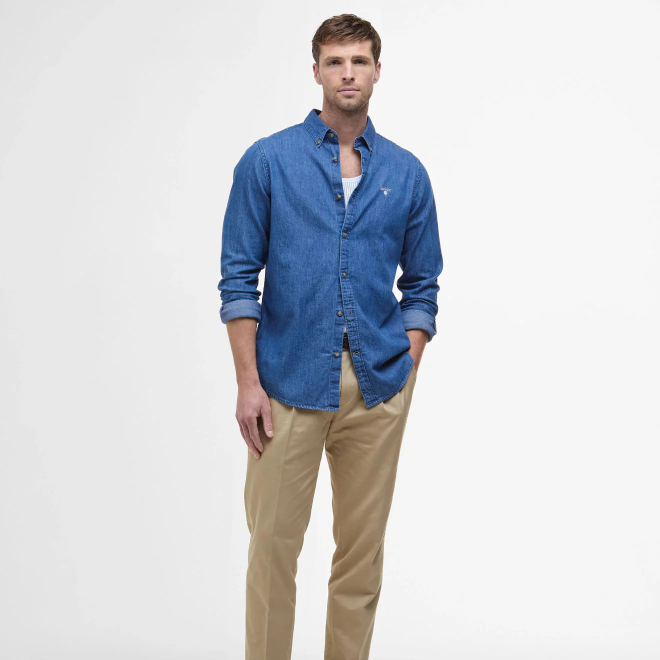 Barbour Chambray Crest Tailored Fit Shirt Chambray - Image 5