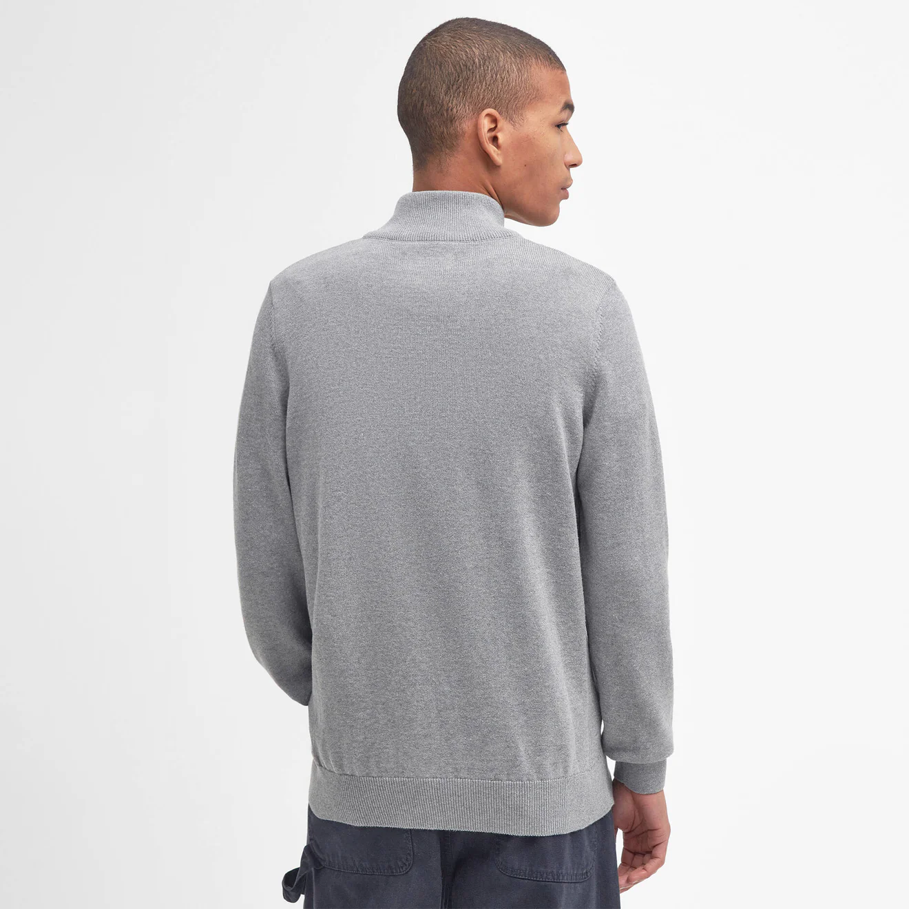 Barbour Cotton Quarter-Zip Jumper Grey Marl - Image 3