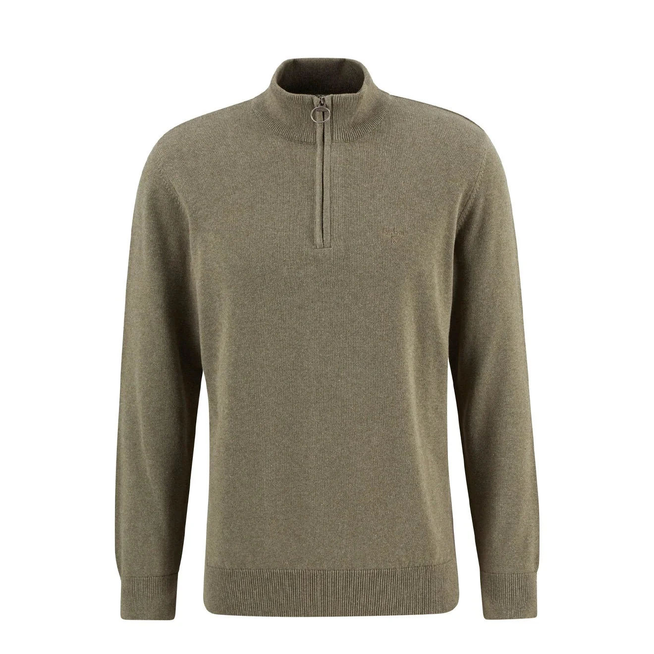Barbour Cotton Quarter-Zip Jumper Smokey Olive