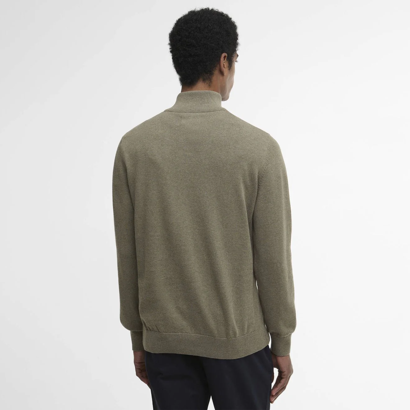Barbour Cotton Quarter-Zip Jumper Smokey Olive - Image 3