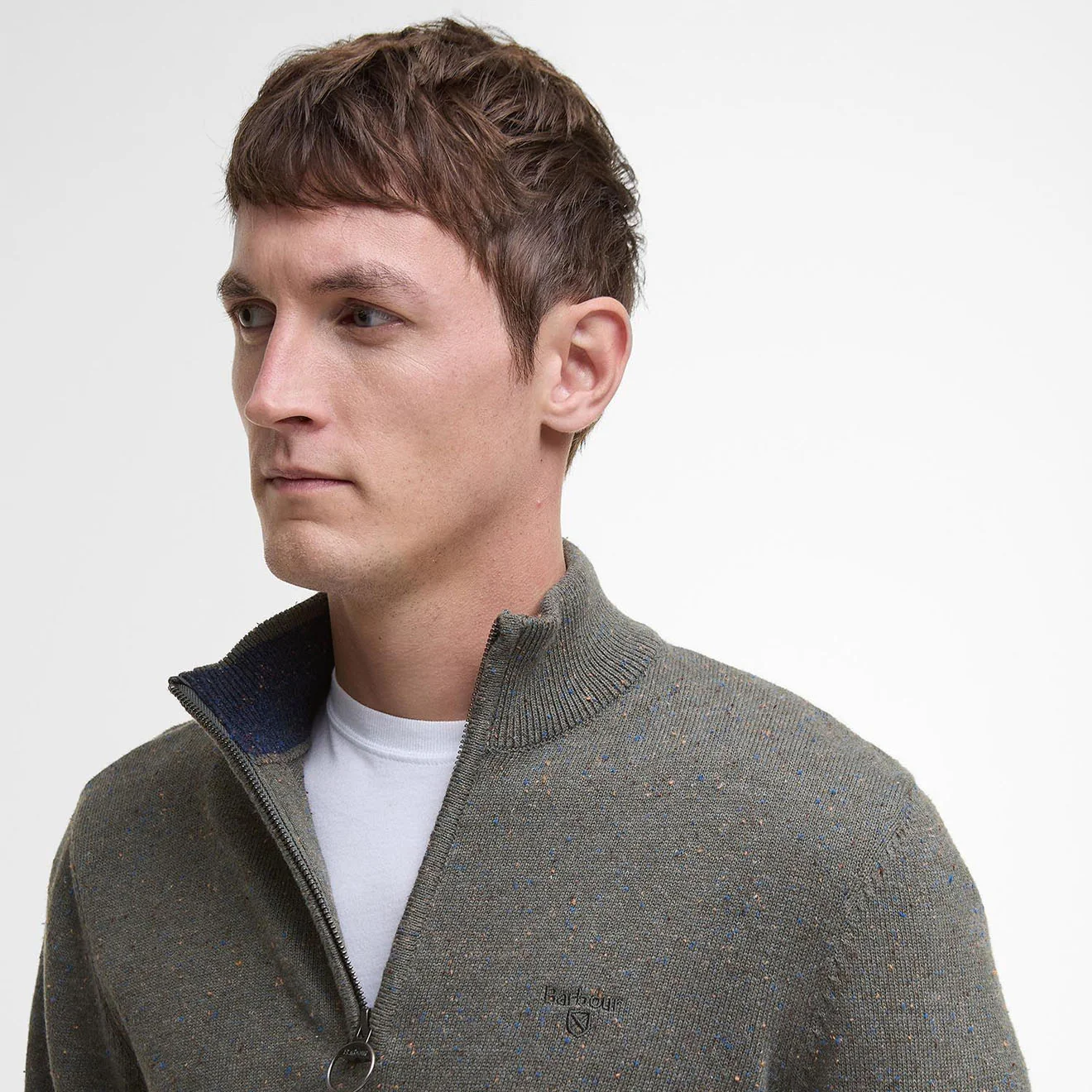 Barbour Cotton Tainsbury Half Zip Sweater Olive - Image 3