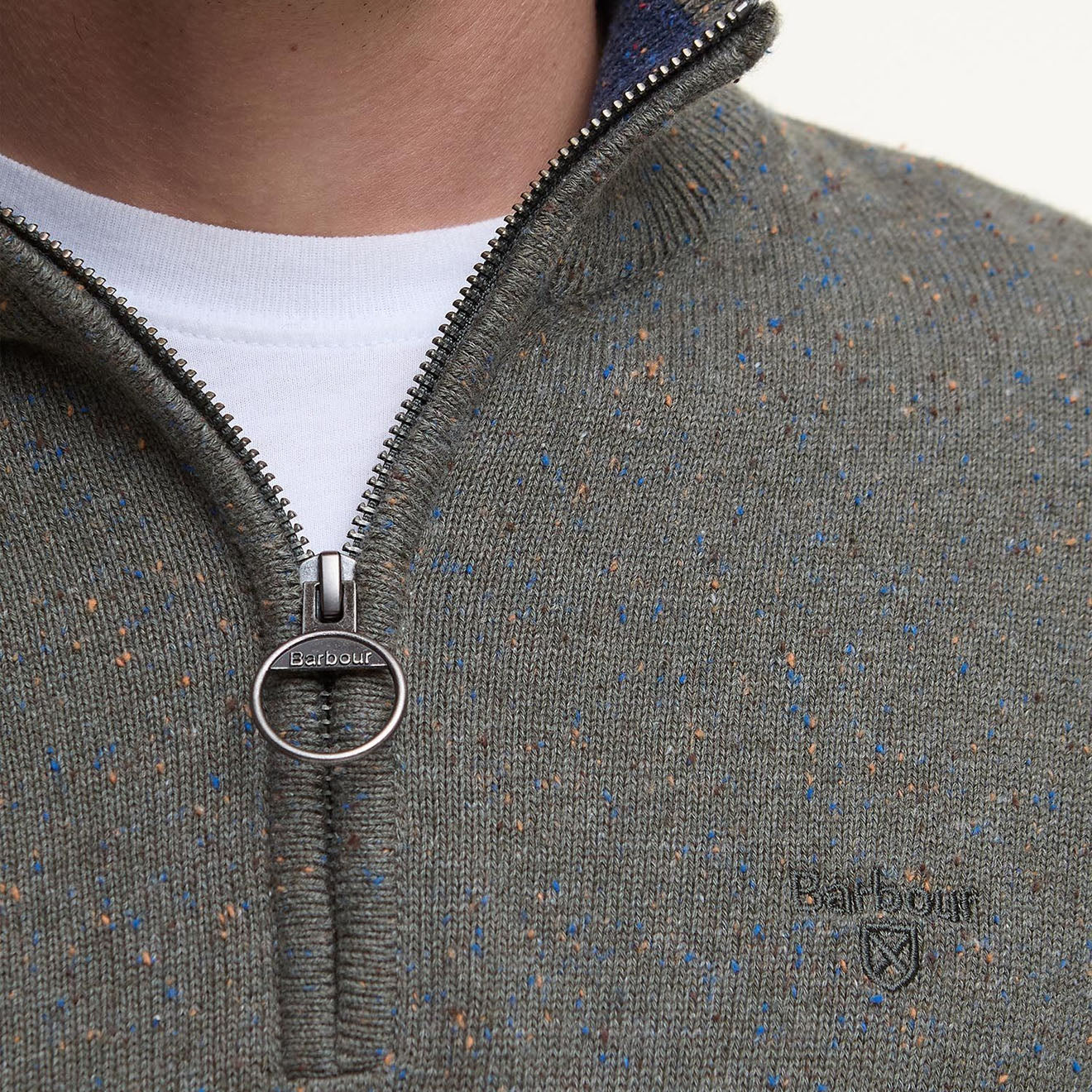 Barbour Cotton Tainsbury Half Zip Sweater Olive - Image 4
