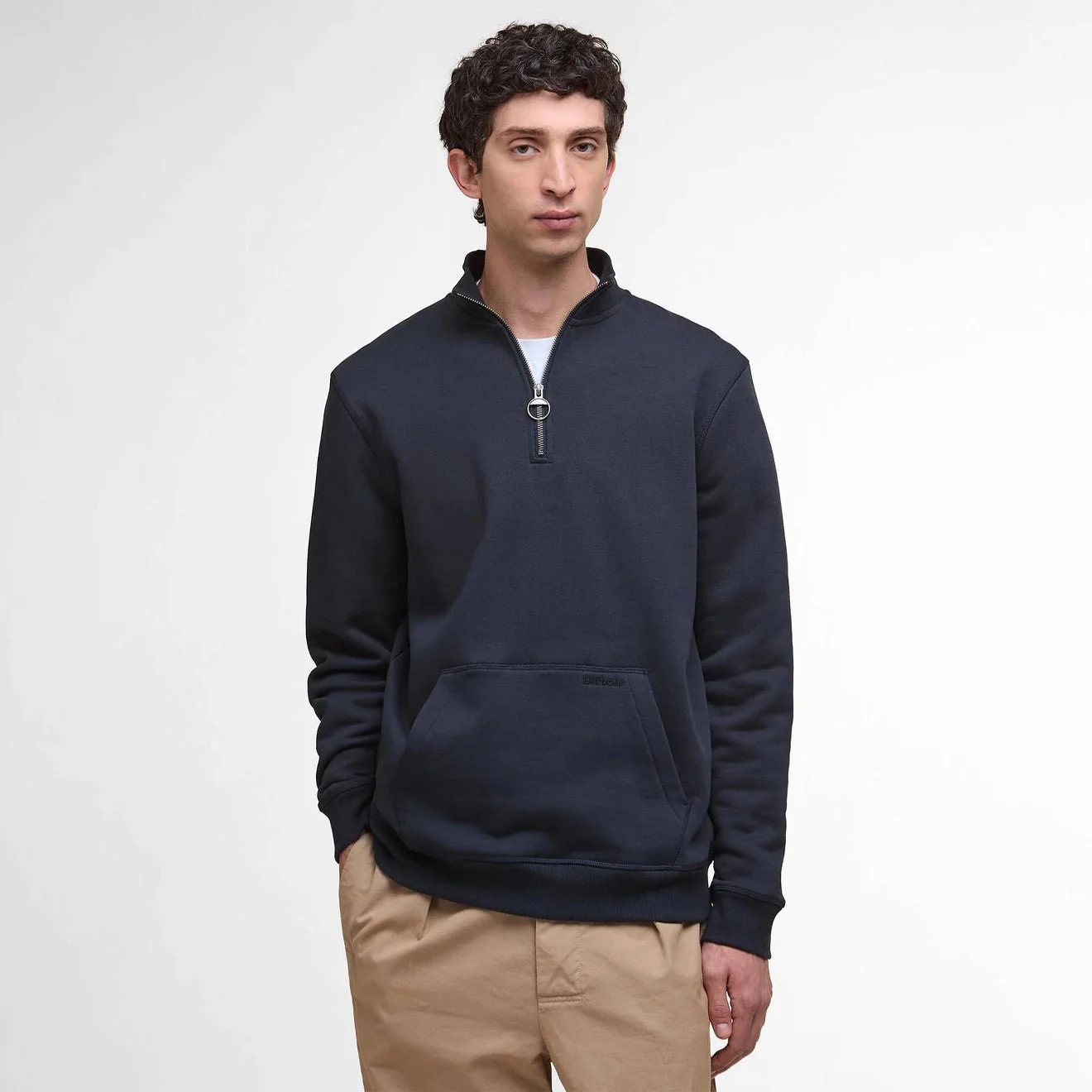 Barbour Cragwell Relaxed Half Zip Sweatshirt Dark Navy - Image 2