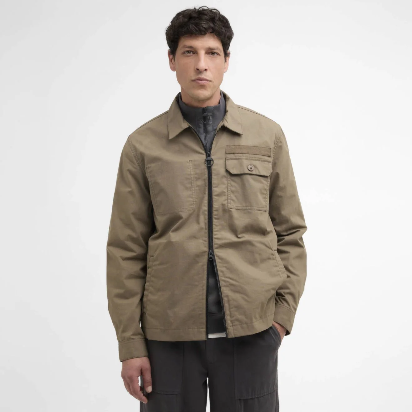 Barbour Crail Wax Ripstop Overshirt Concrete - Image 2