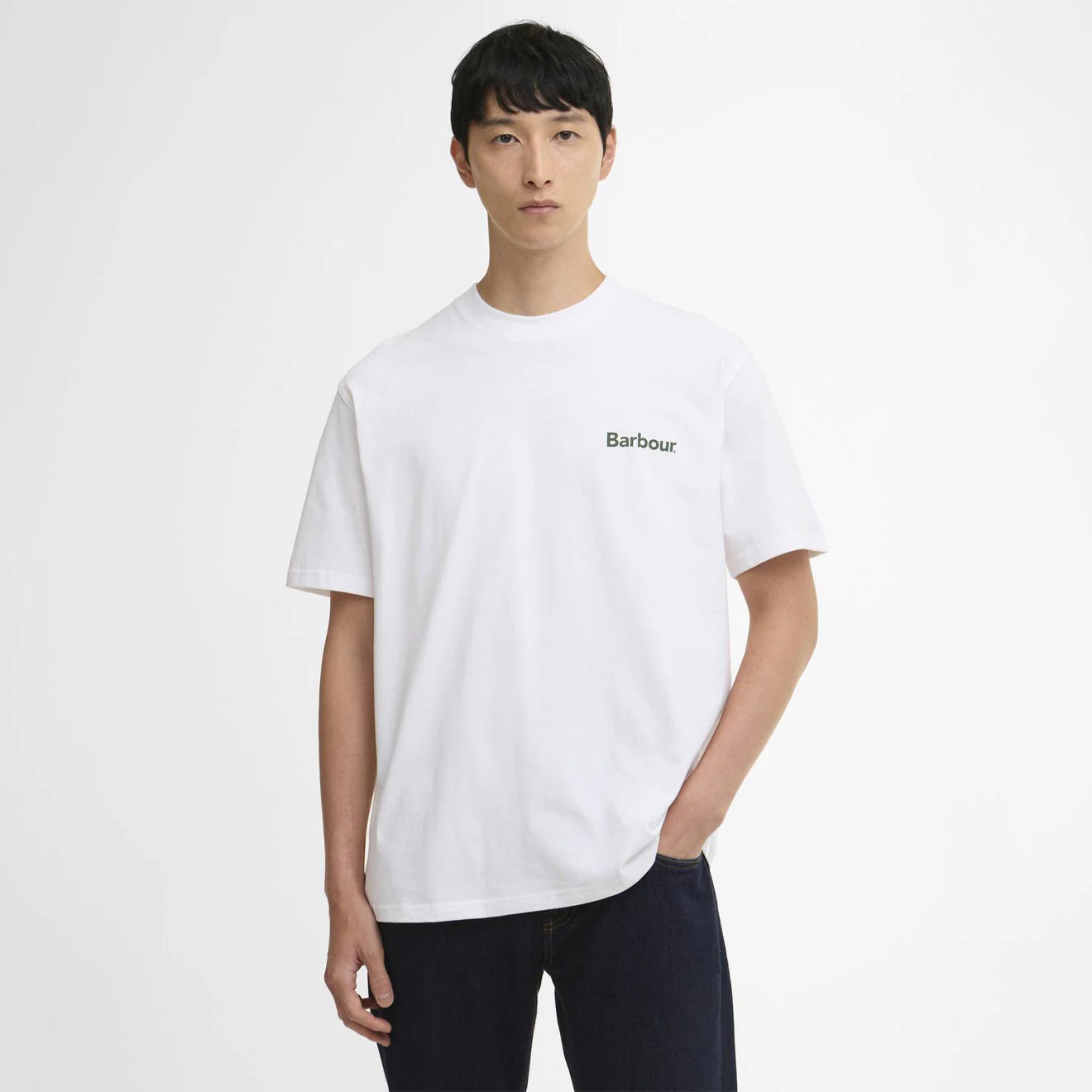 Barbour Crossby Archive Logo Oversized T-Shirt White - Image 2