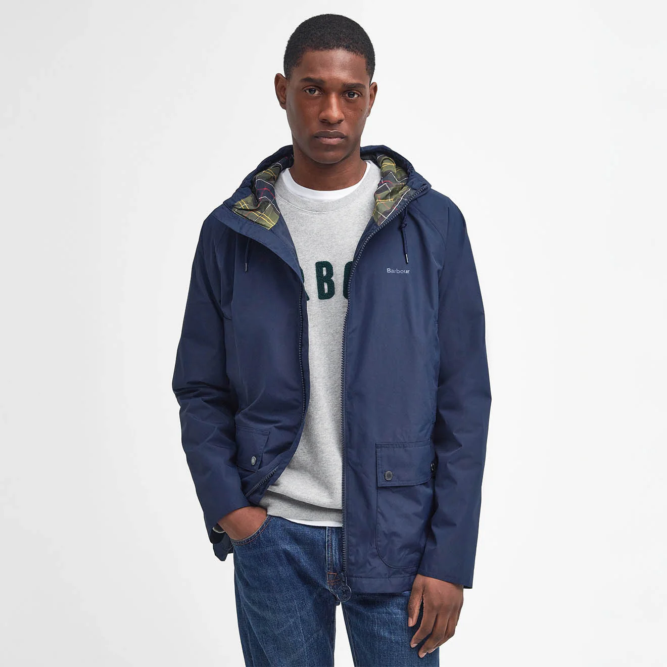 Barbour Domus Waterproof Jacket Navy/Classic - Image 4