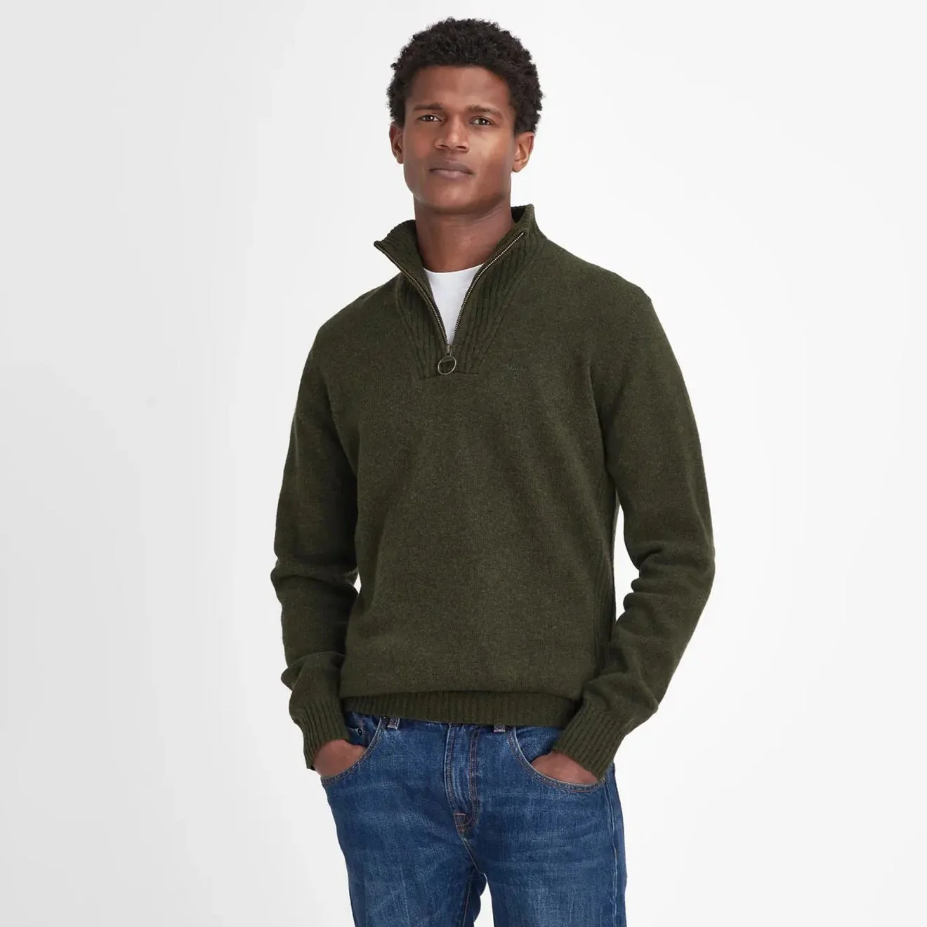 Barbour Essential Half Zip Jumper Seaweed - Image 2