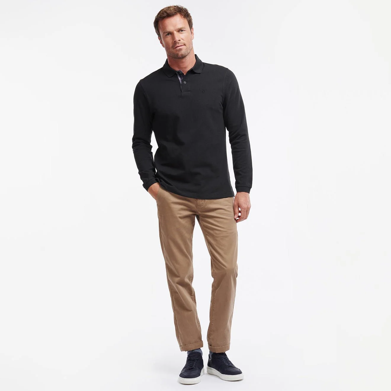 Barbour Essential L/S Polo Shirt Black - Image 5