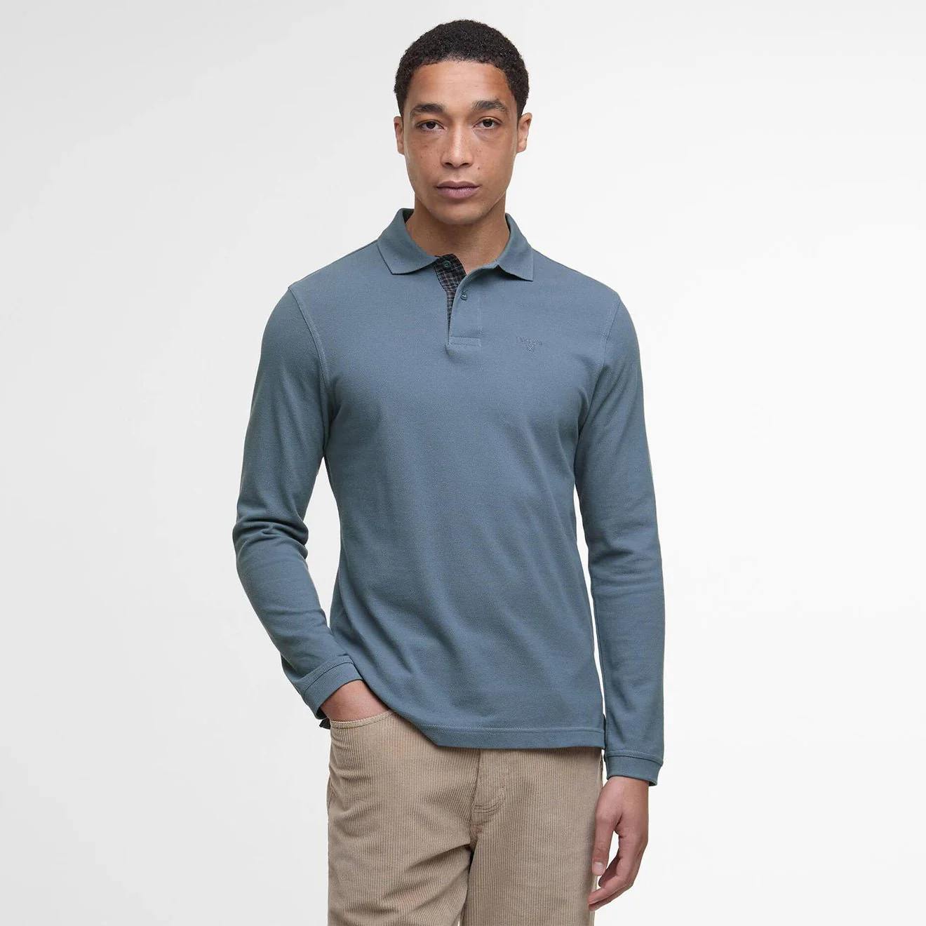 Barbour Essential L/S Polo Shirt Bluestone - Image 2