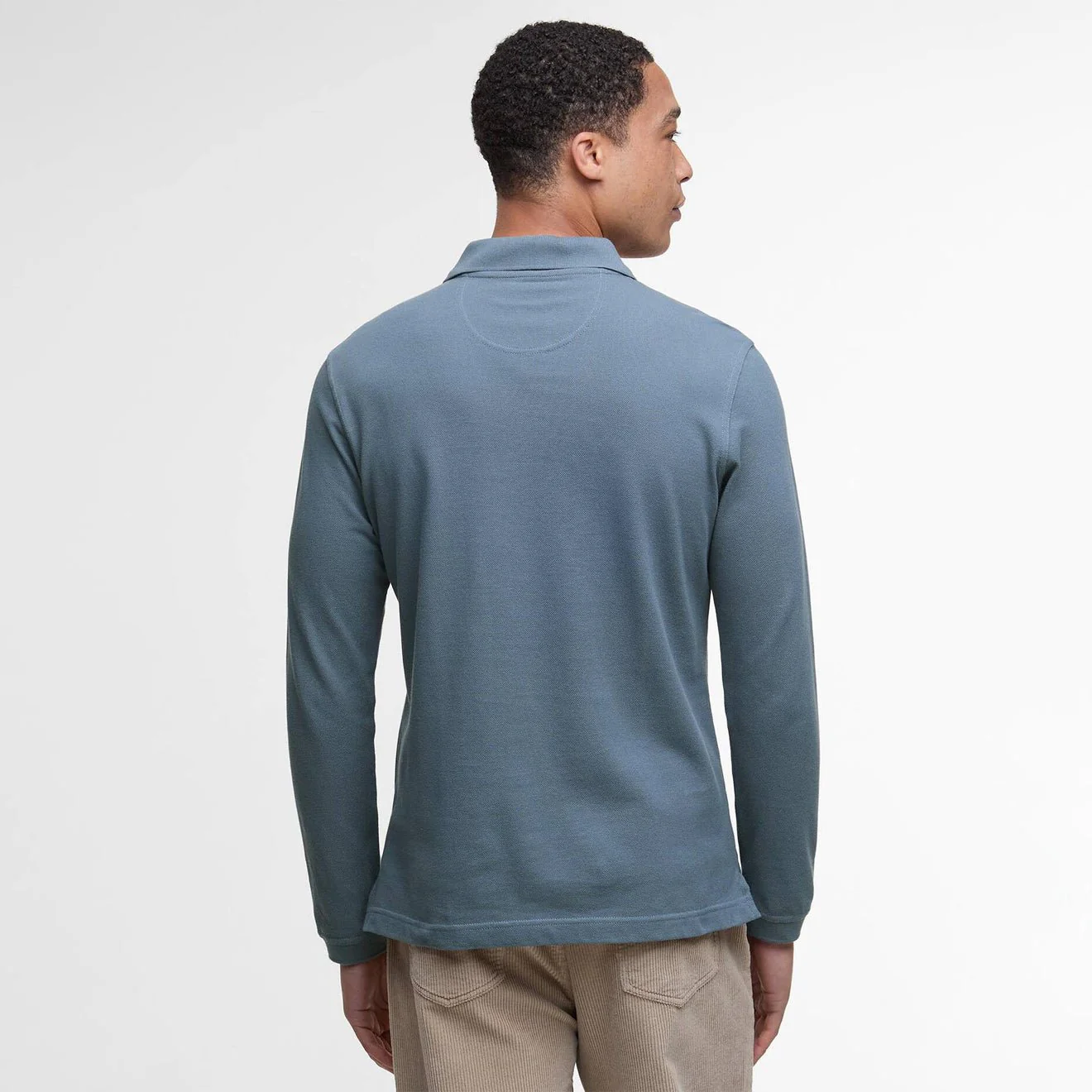 Barbour Essential L/S Polo Shirt Bluestone - Image 3