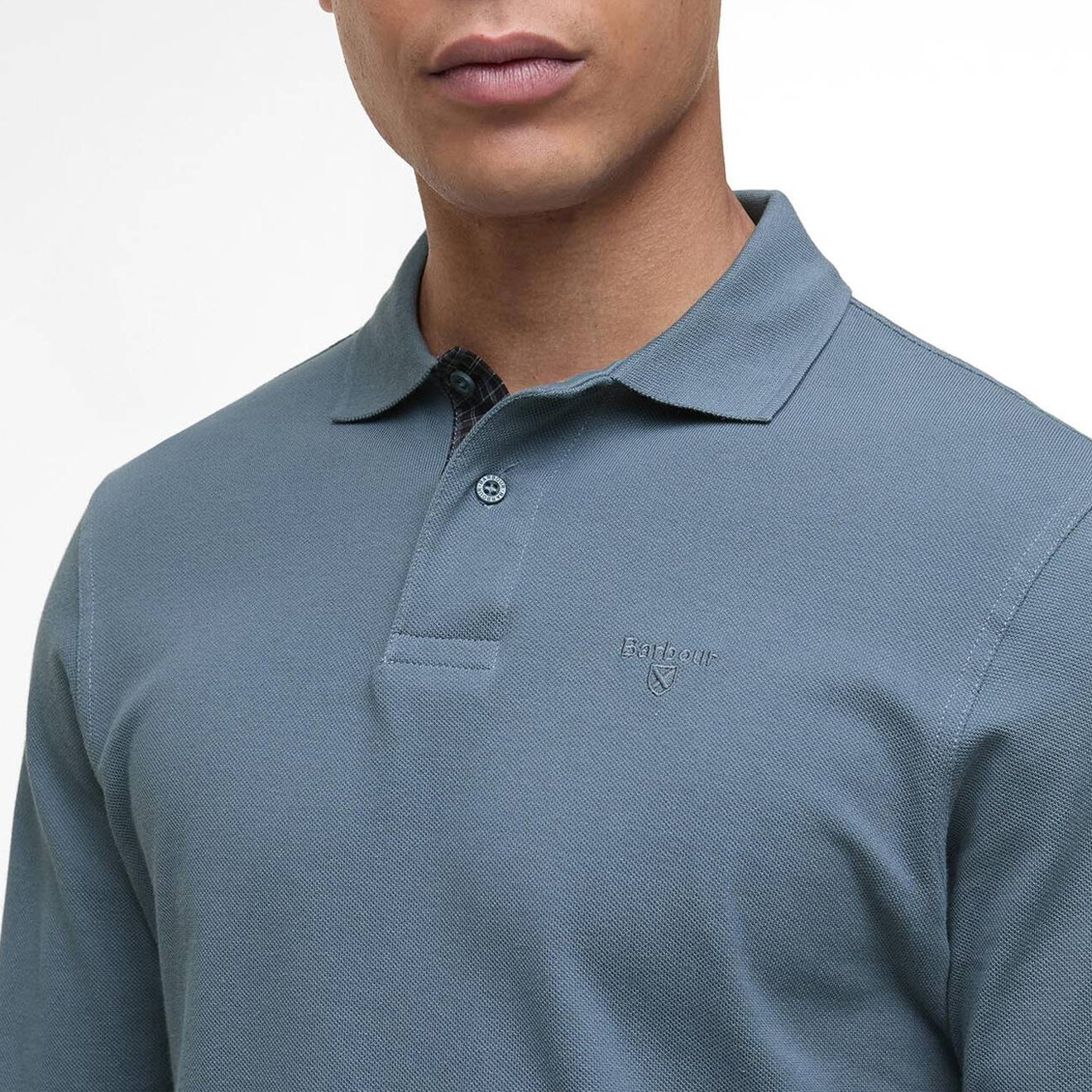 Barbour Essential L/S Polo Shirt Bluestone - Image 4