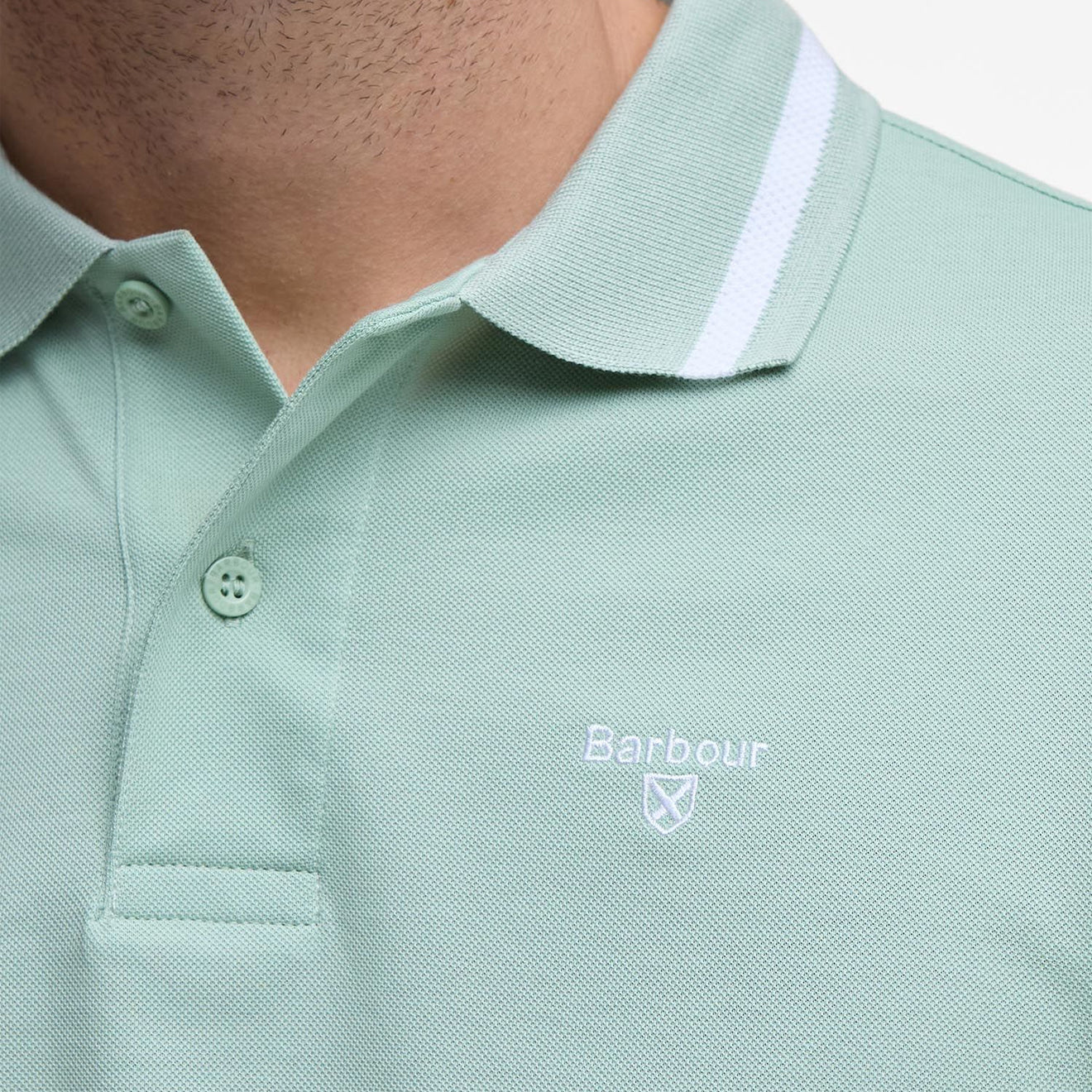 Barbour Ferrybridge Lightweight Tailored Fit Polo Shirt Pale Apple - Image 4