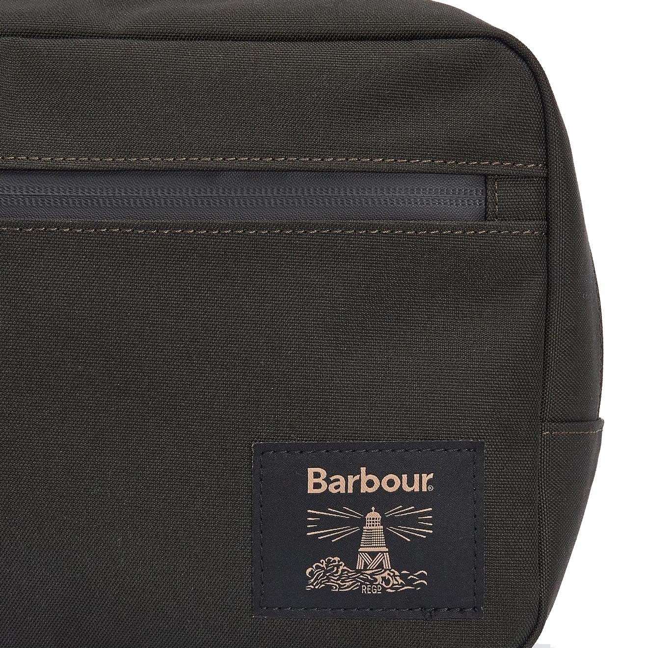 Barbour Field Canvas Washbag Olive/Black - Image 3