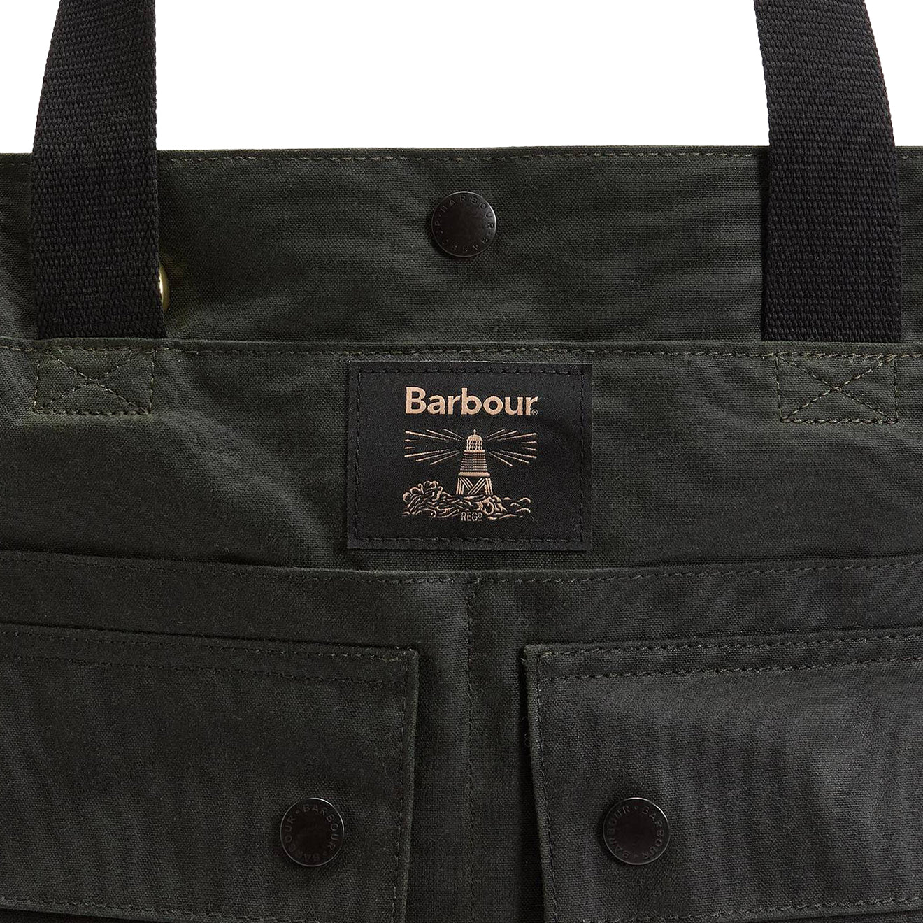 Barbour Field Waxed Tote Bag Sage/Classic - Image 3