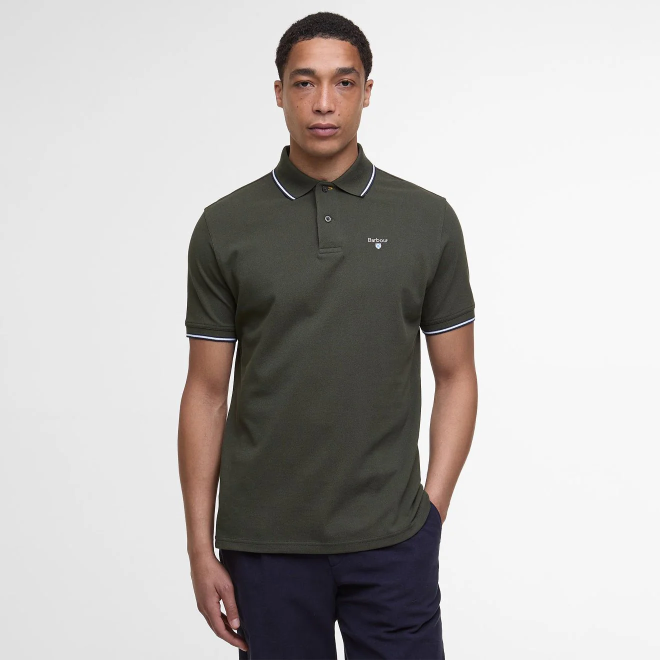 Barbour Fielding Tailored Polo Shirt Olive - Image 2
