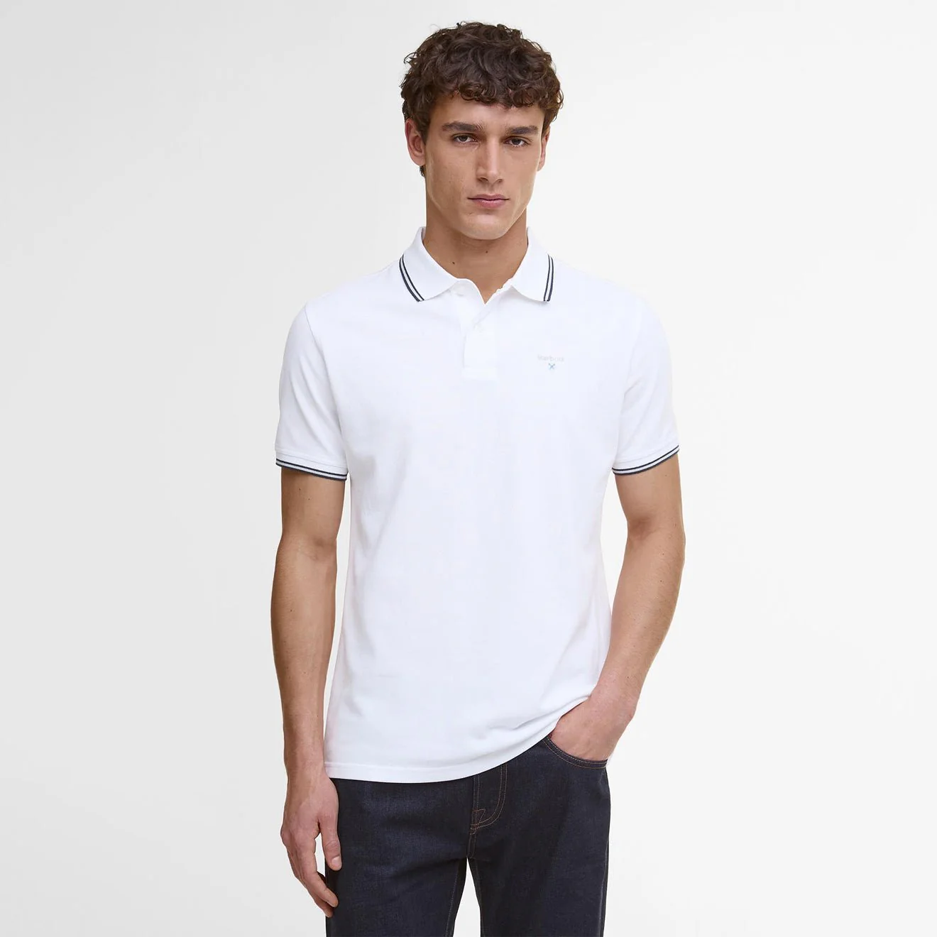 Barbour Fielding Tailored Polo Shirt White - Image 2